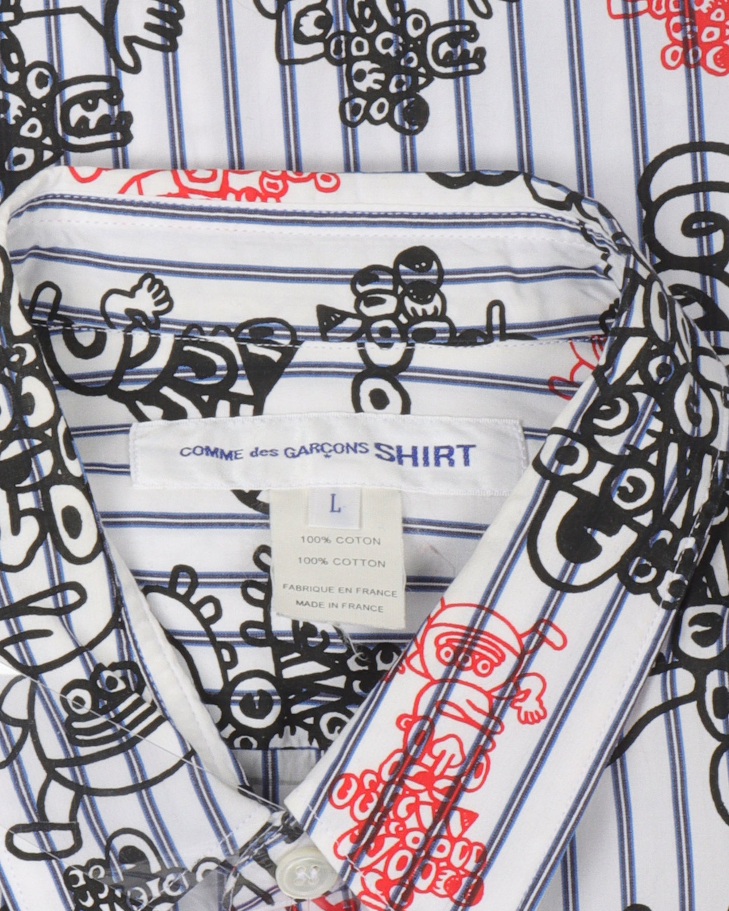 Striped Cartoon Button Up Shirt