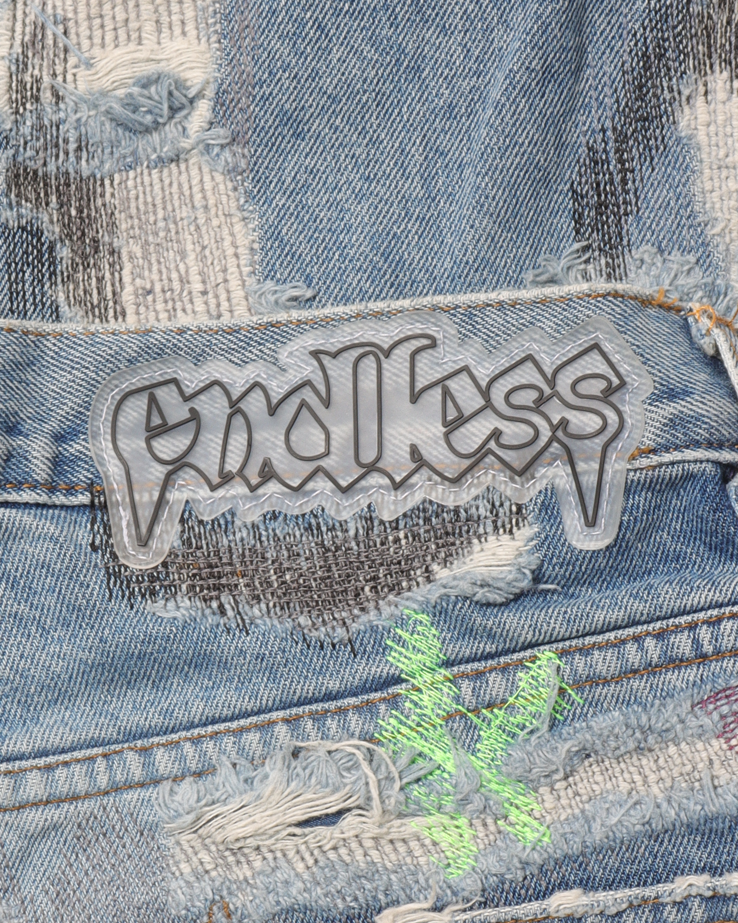 Distressed Embroidered Denim