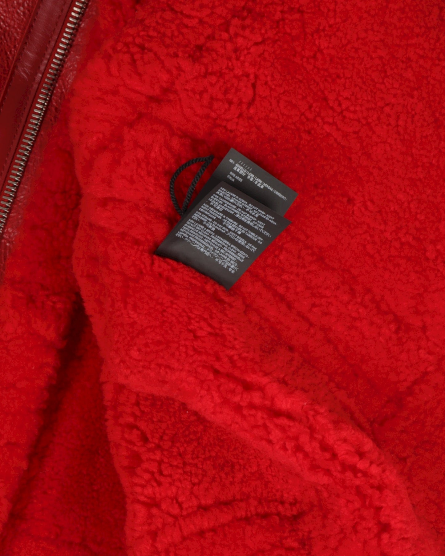 Leather Collar-Logo Shearling Jacket