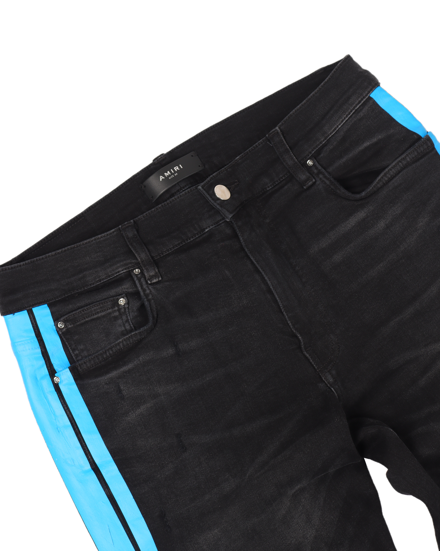 Black Track Denim Blue Stripes