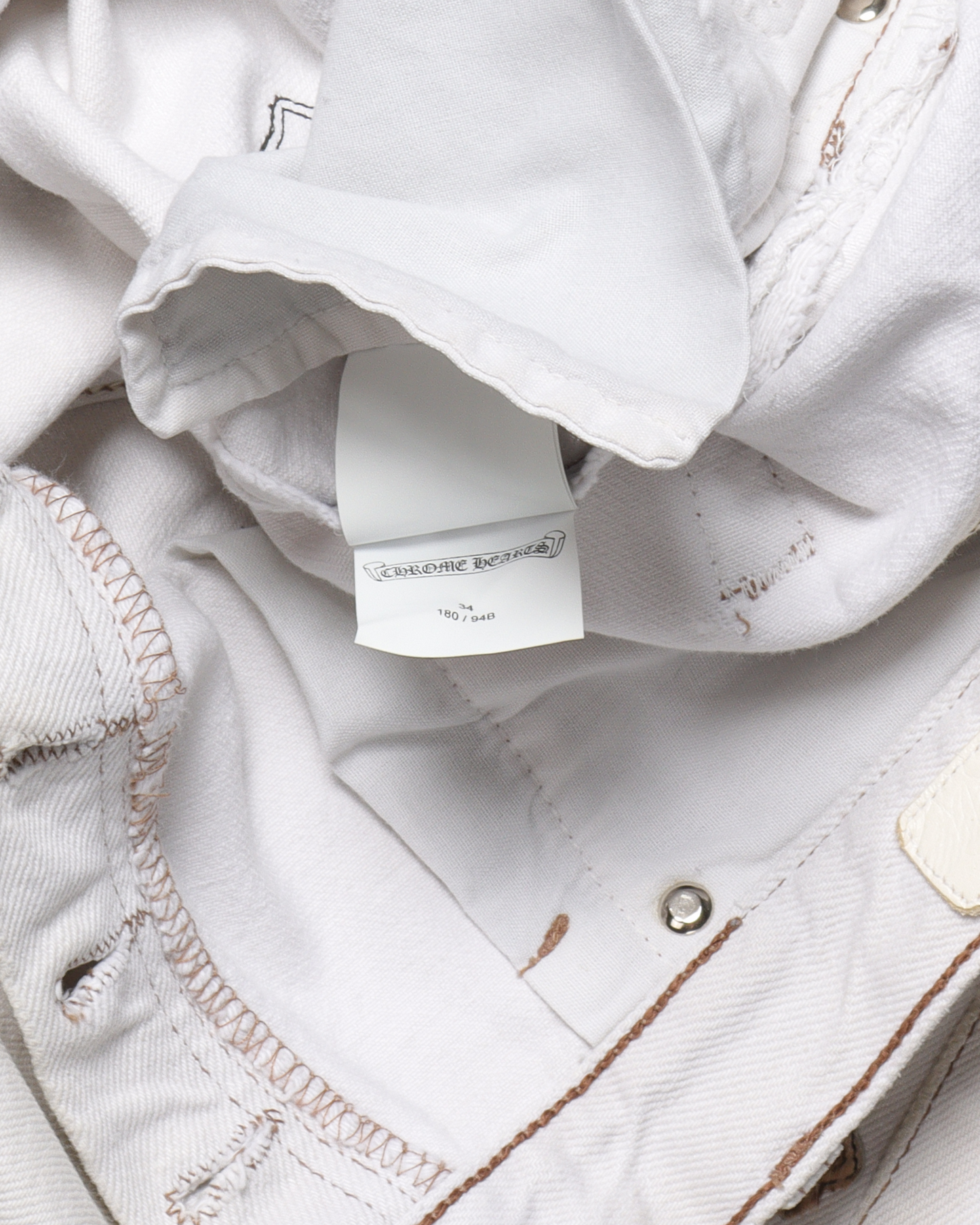 Leopard Cross White Jeans