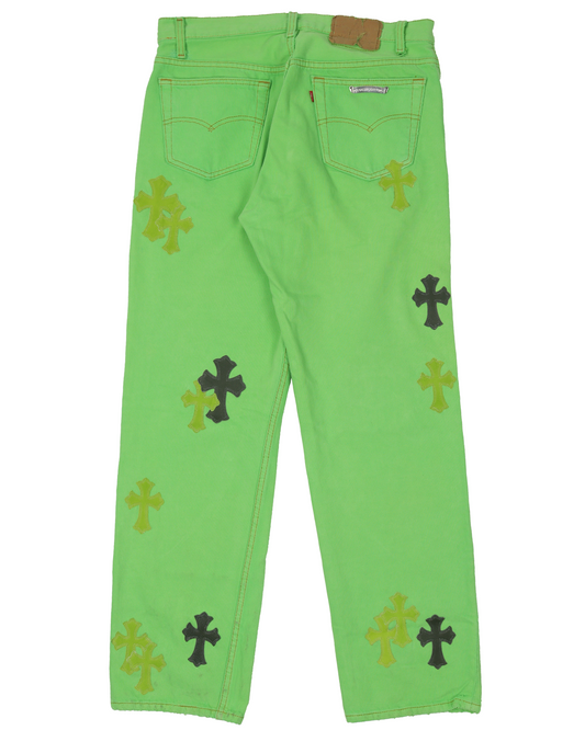 Levi's Cross Patch Denim Sex Records Neon Green