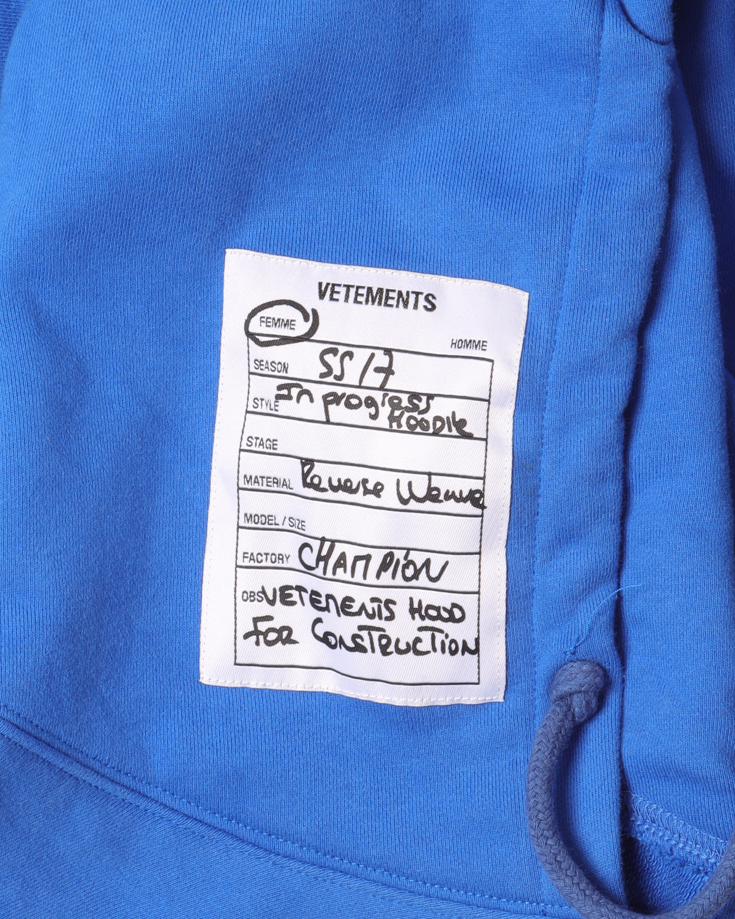 Champion Cut Shoulder Zip Up Hoodie