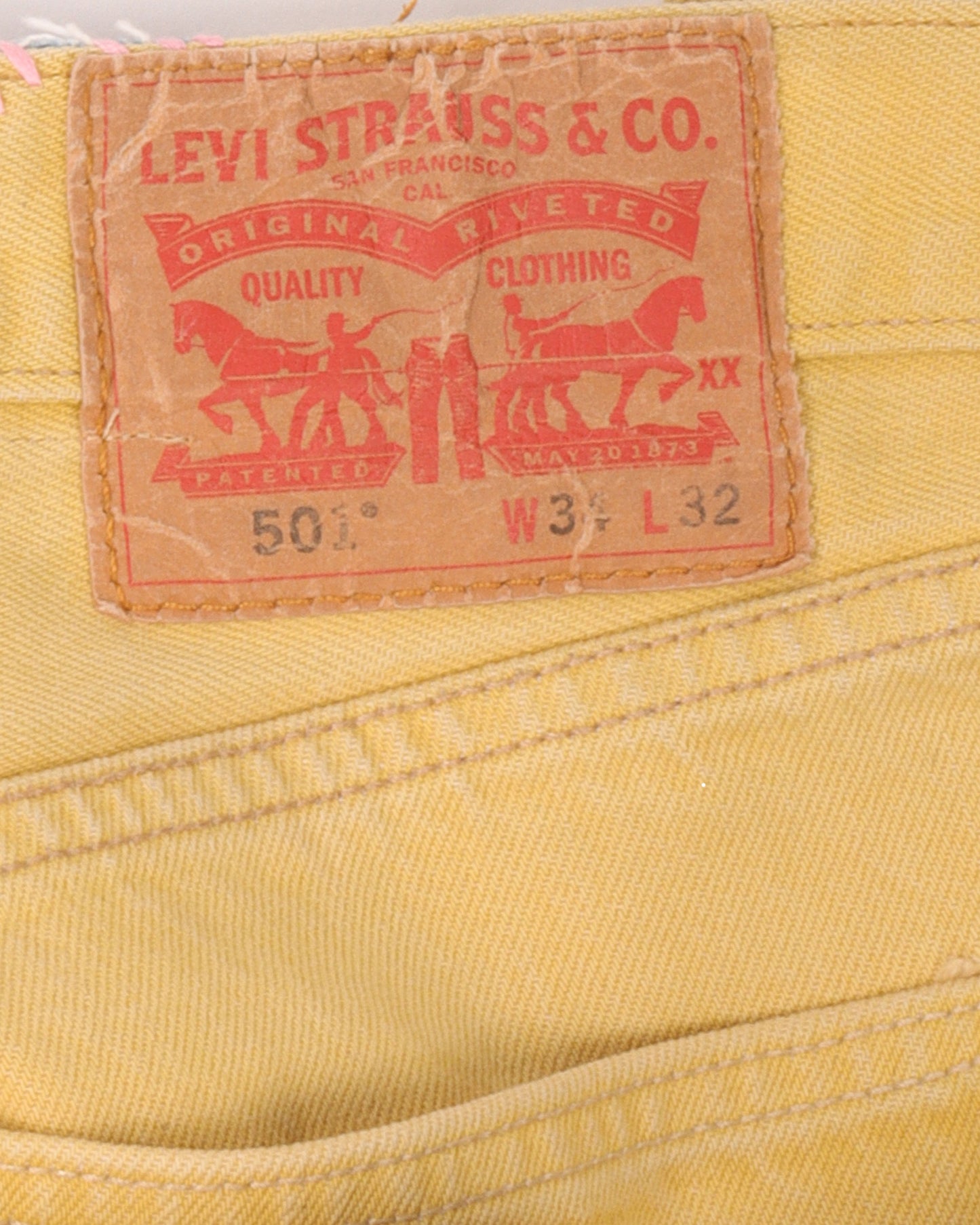 Levi's Repaired Yellow 501 Jeans