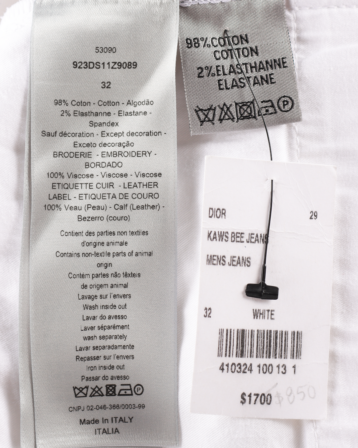 KAWS Bee Embroidery Jeans White - SS19