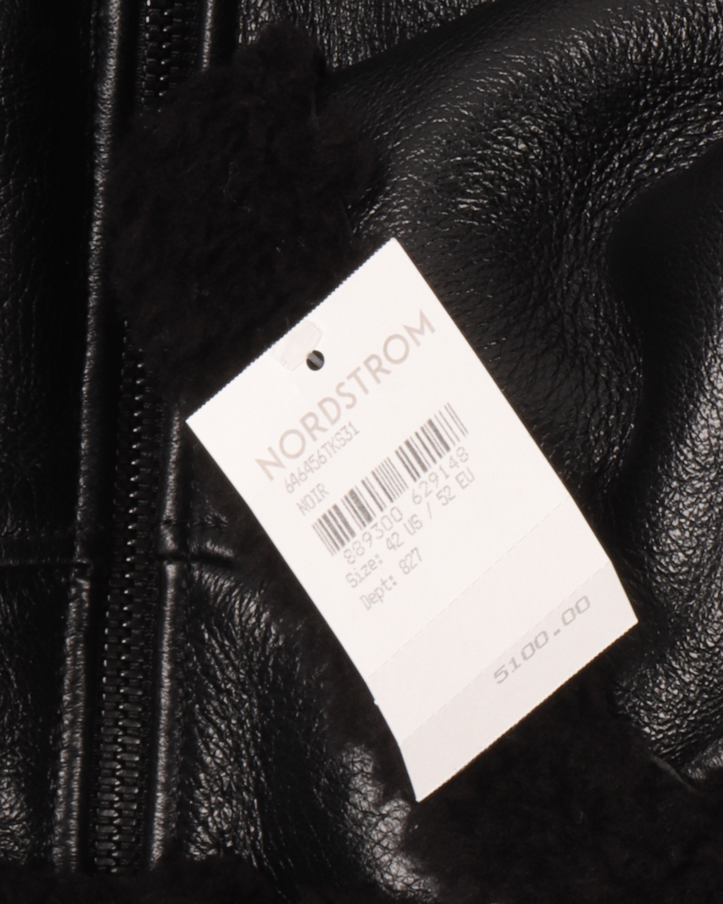 Collar-Logo Shearling Leather Jacket