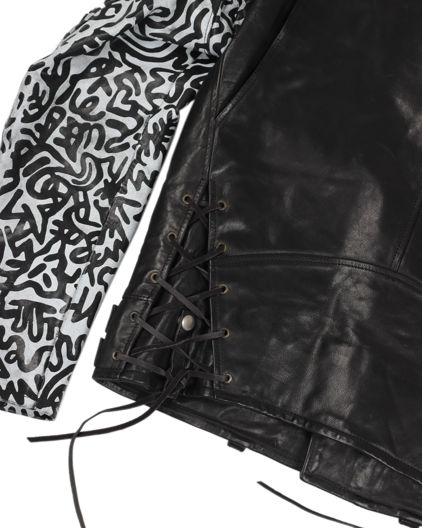 FW13 Sumi Ink Club Graffiti Calf Leather Biker Jacket