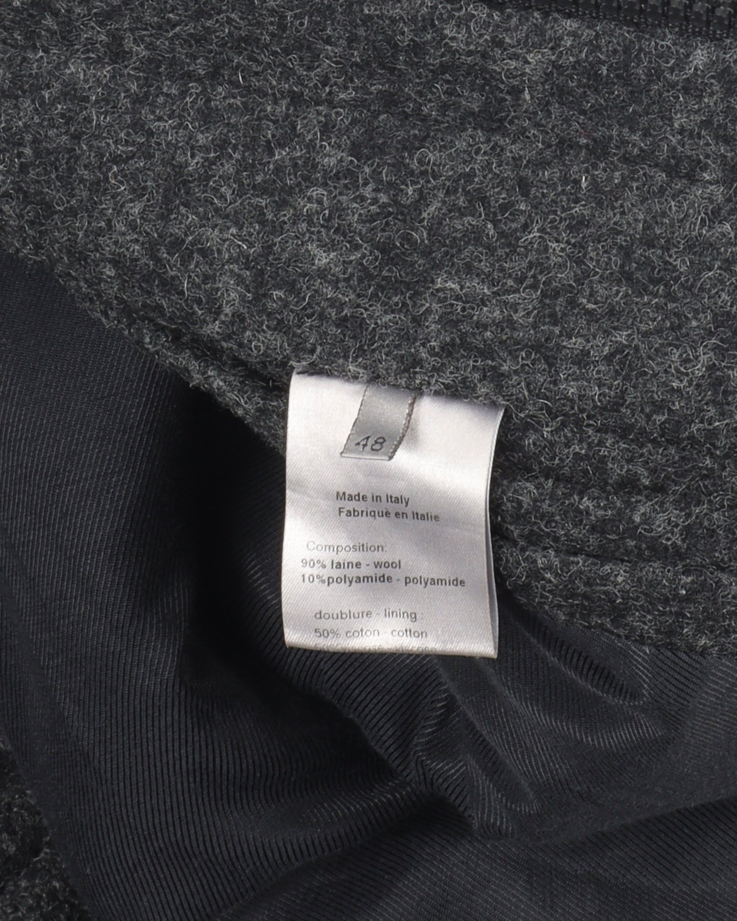 Wool Leather Sleeve Trimmed Bomber Jacket