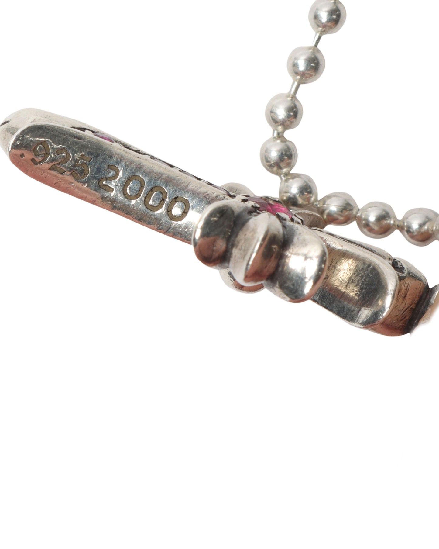 Pink Sapphire Embellished Cross Pendant