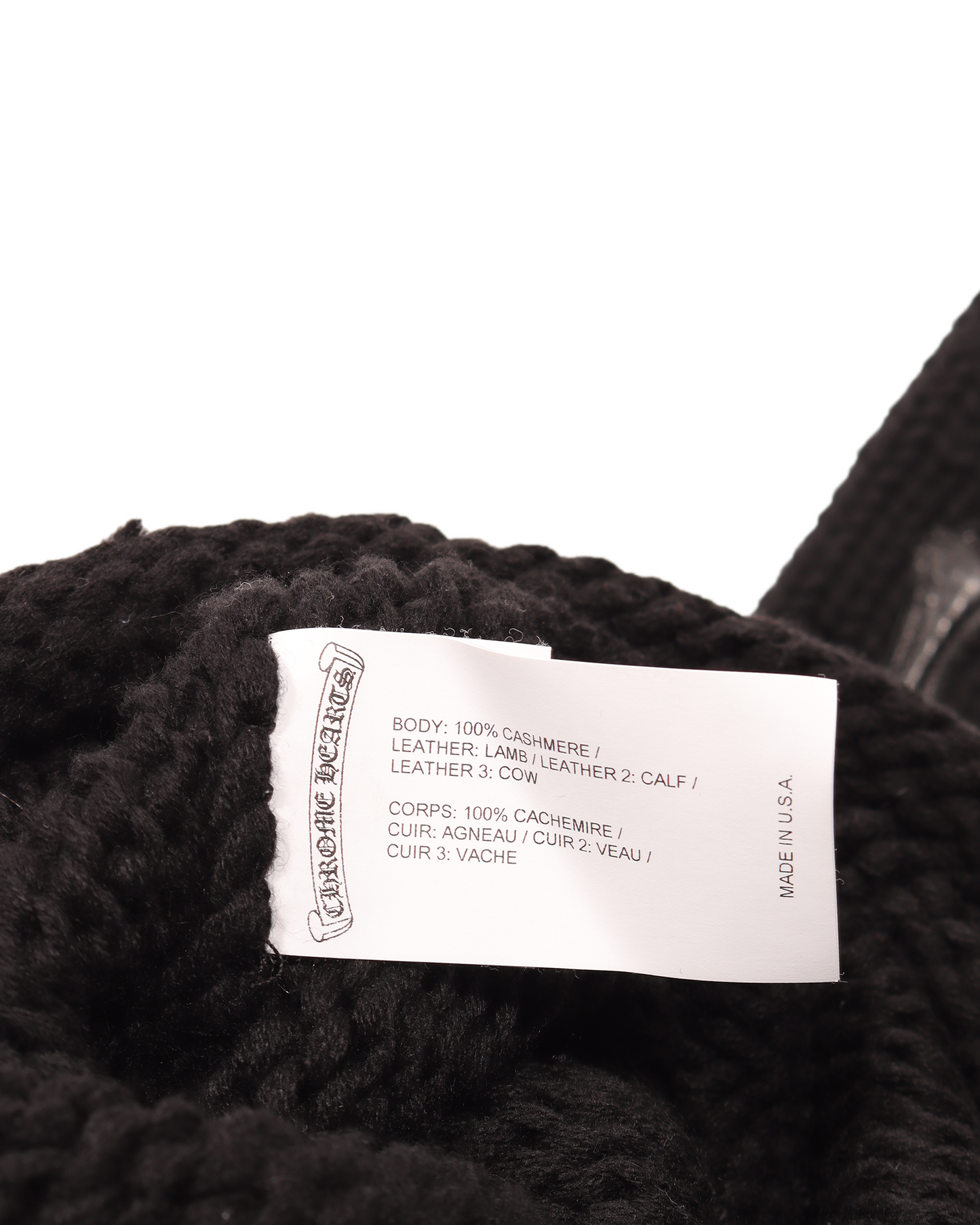 Handknitted Cashmere Crewneck Leather Embellished Sweater