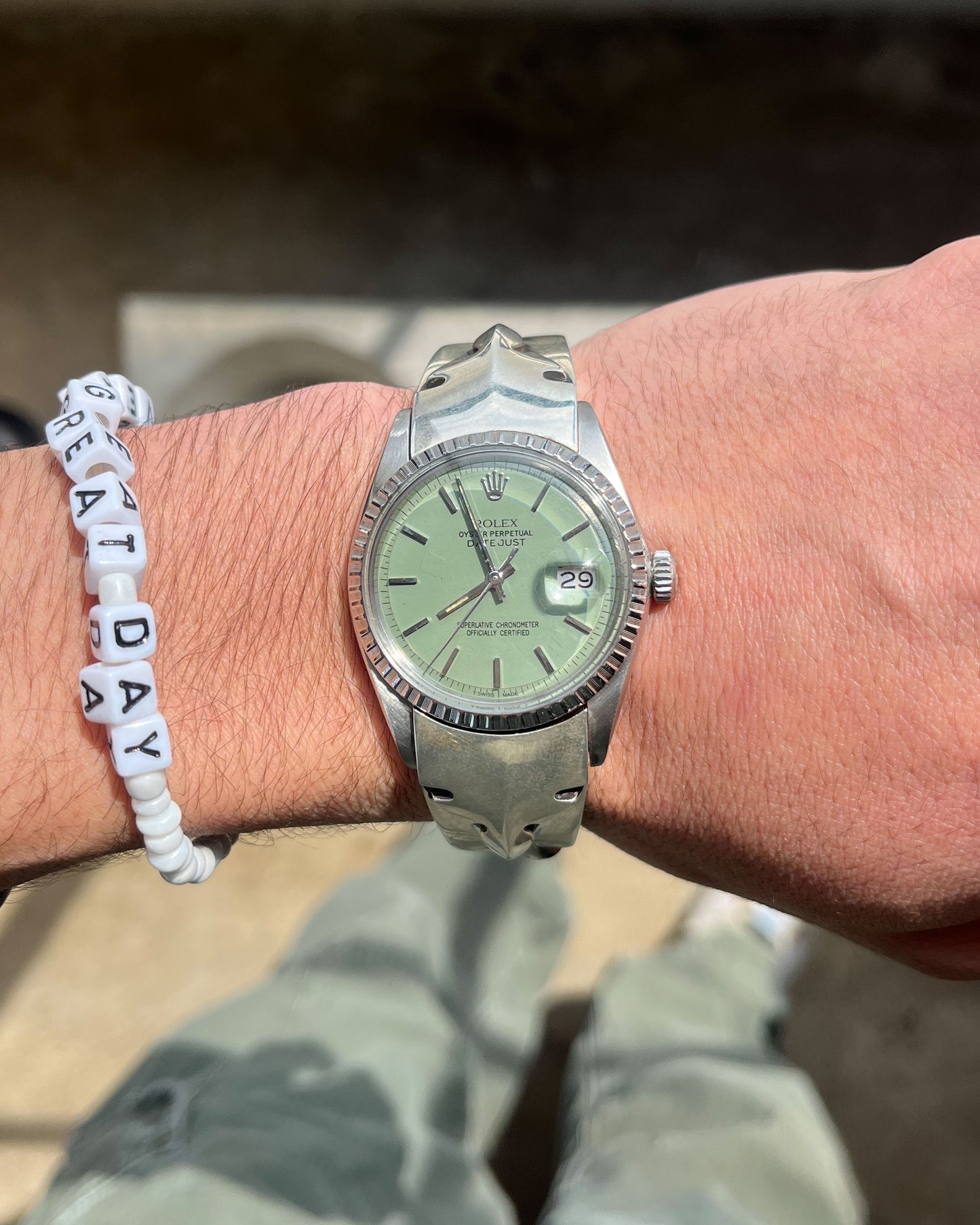 Sage Dial Rolex Date Just 36MM