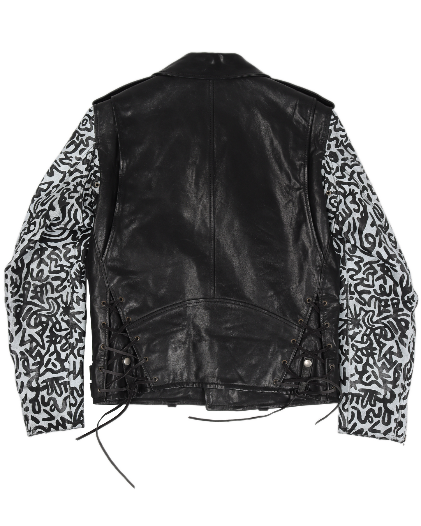 FW13 Sumi Ink Club Graffiti Calf Leather Biker Jacket