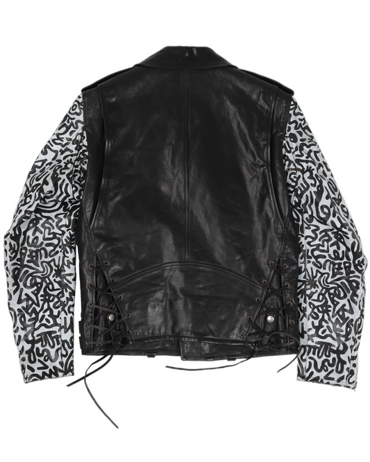 FW13 Sumi Ink Club Graffiti Calf Leather Biker Jacket