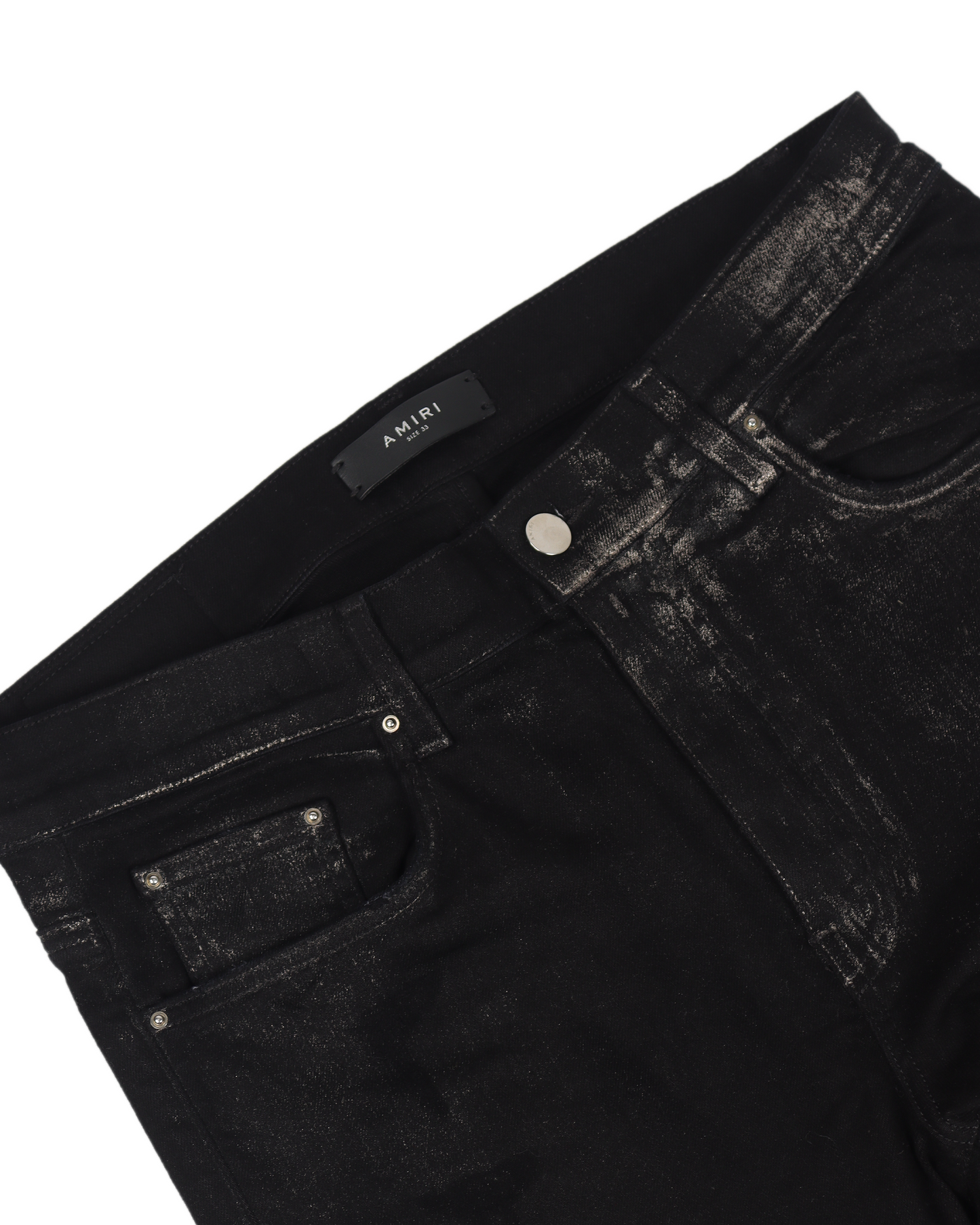 Distressed Leather Patch Denim