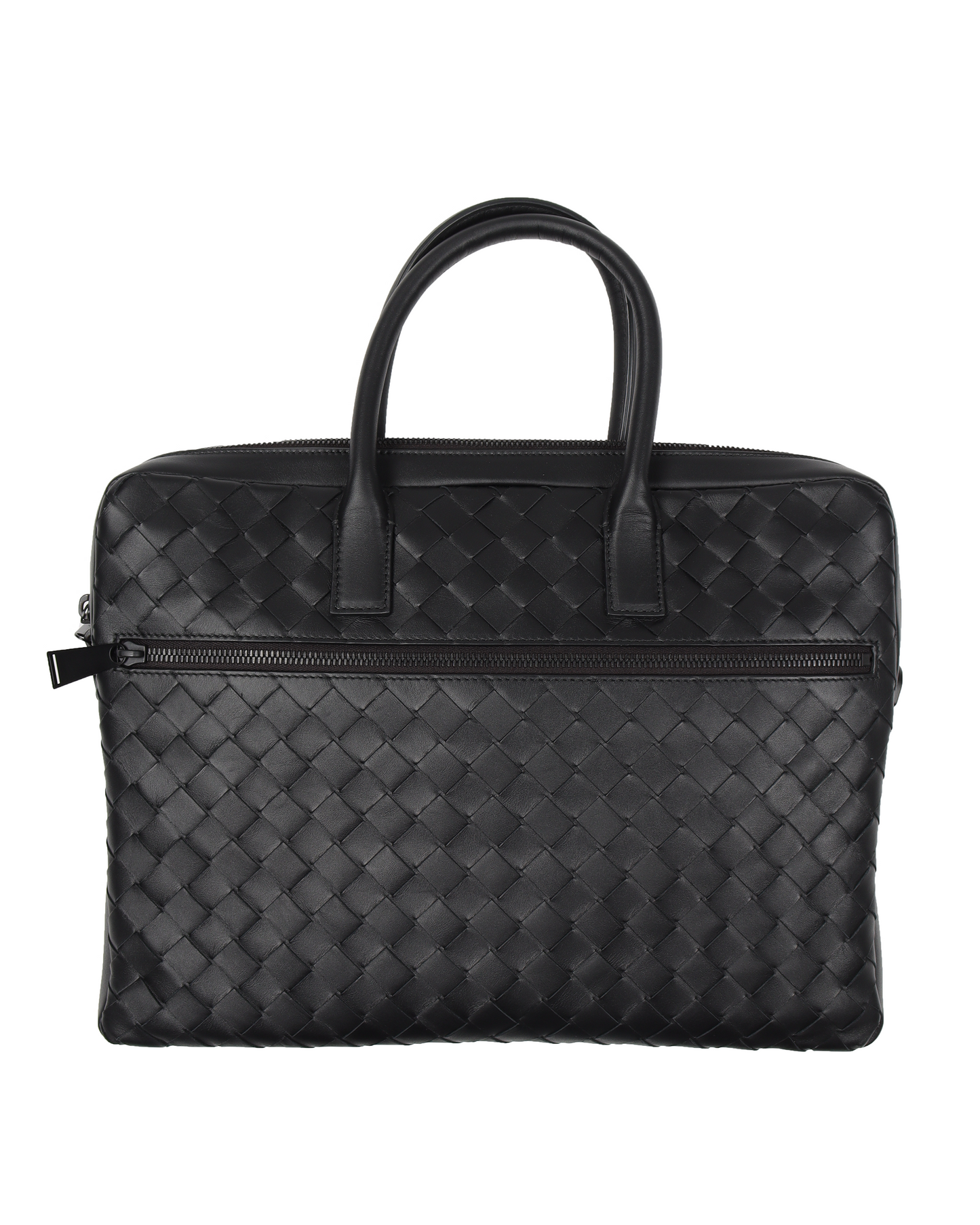 Intrecciato Black Woven Leather Bag