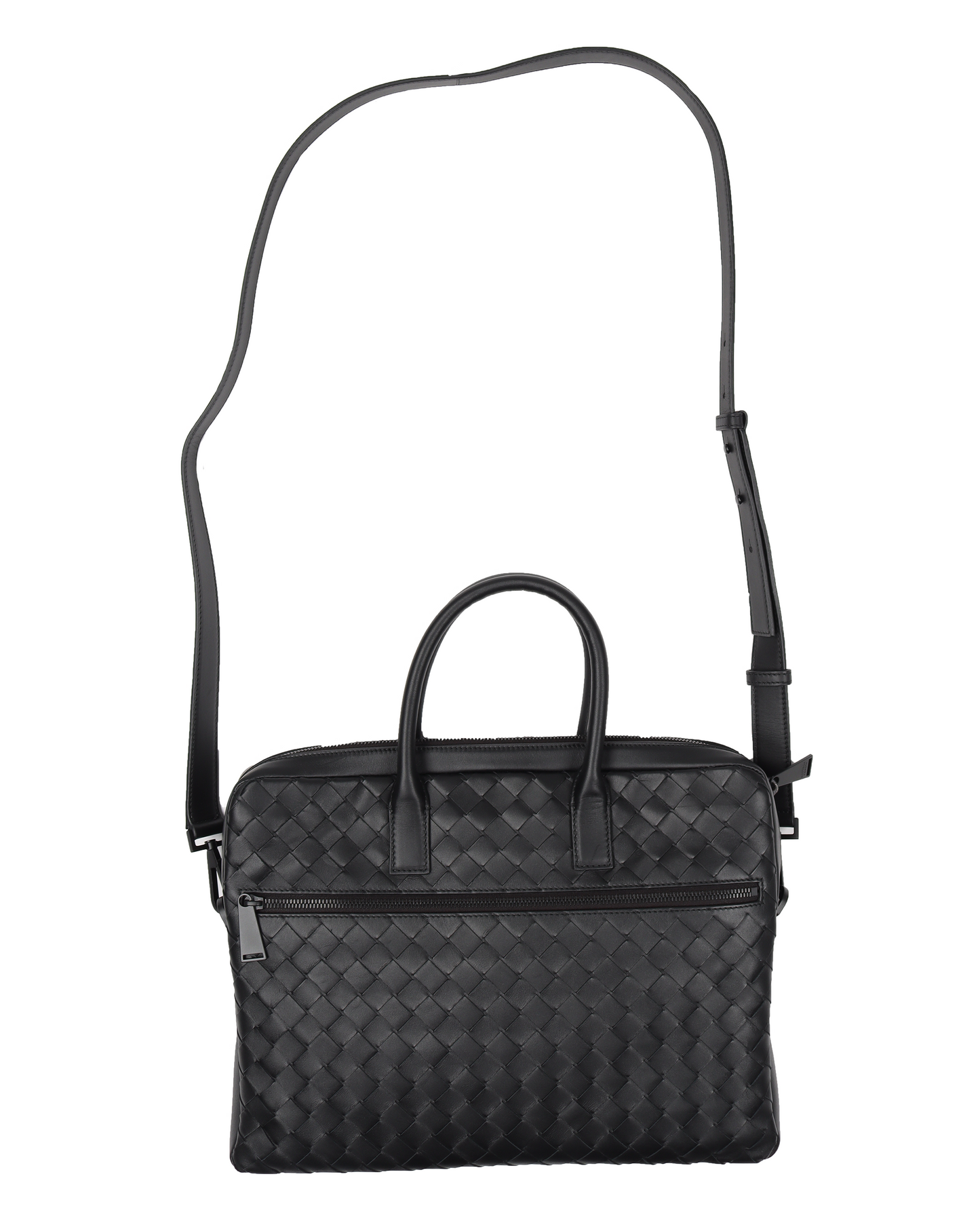 Intrecciato Black Woven Leather Bag