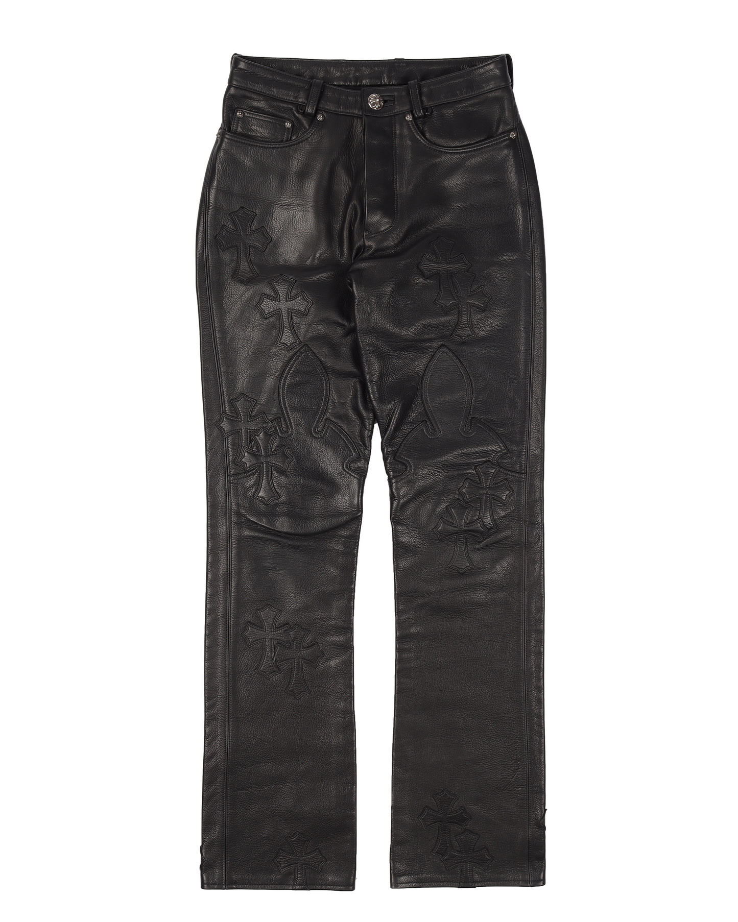 CEMETERY CROSS PATCH LEATHER PANTS