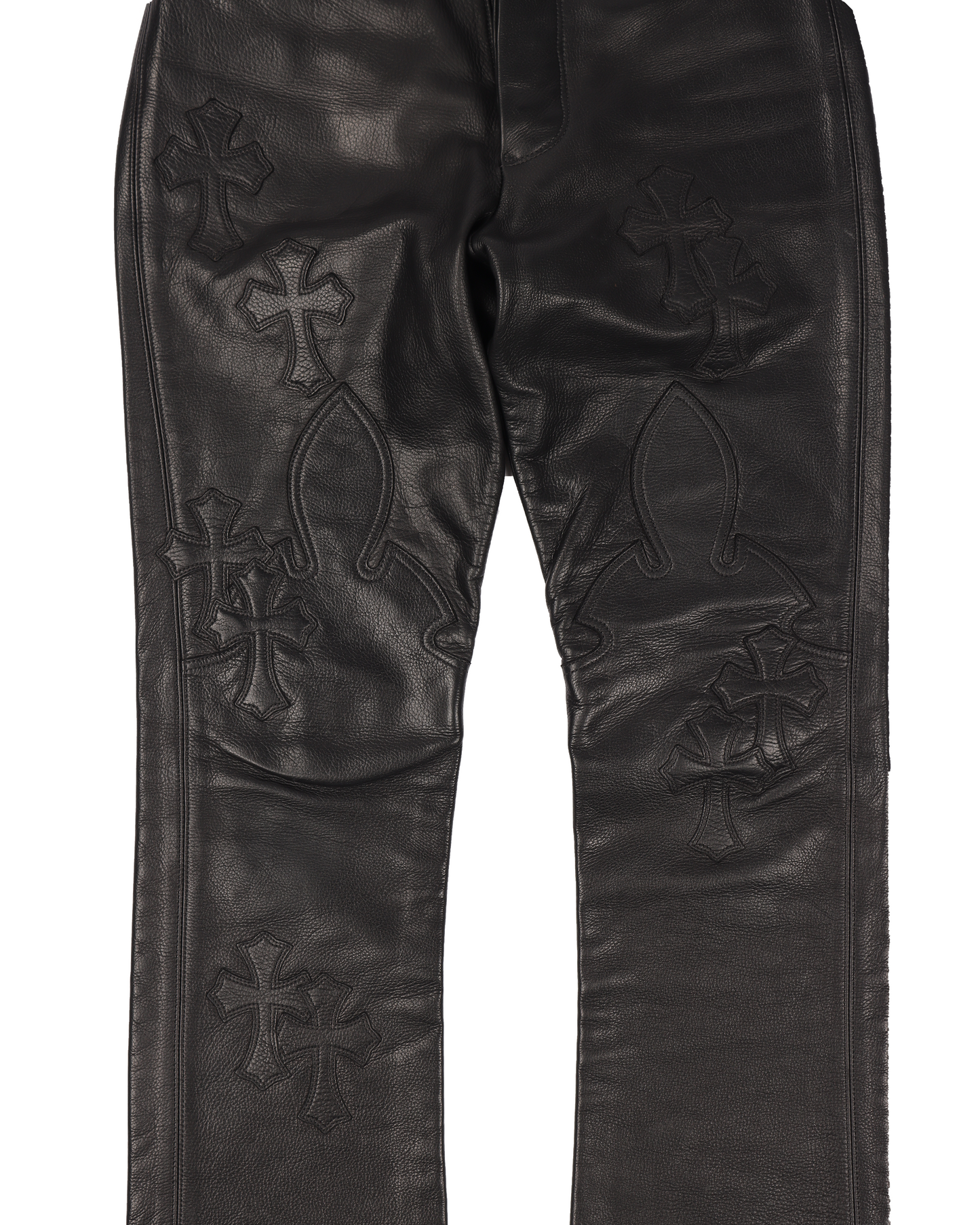 CEMETERY CROSS PATCH LEATHER PANTS