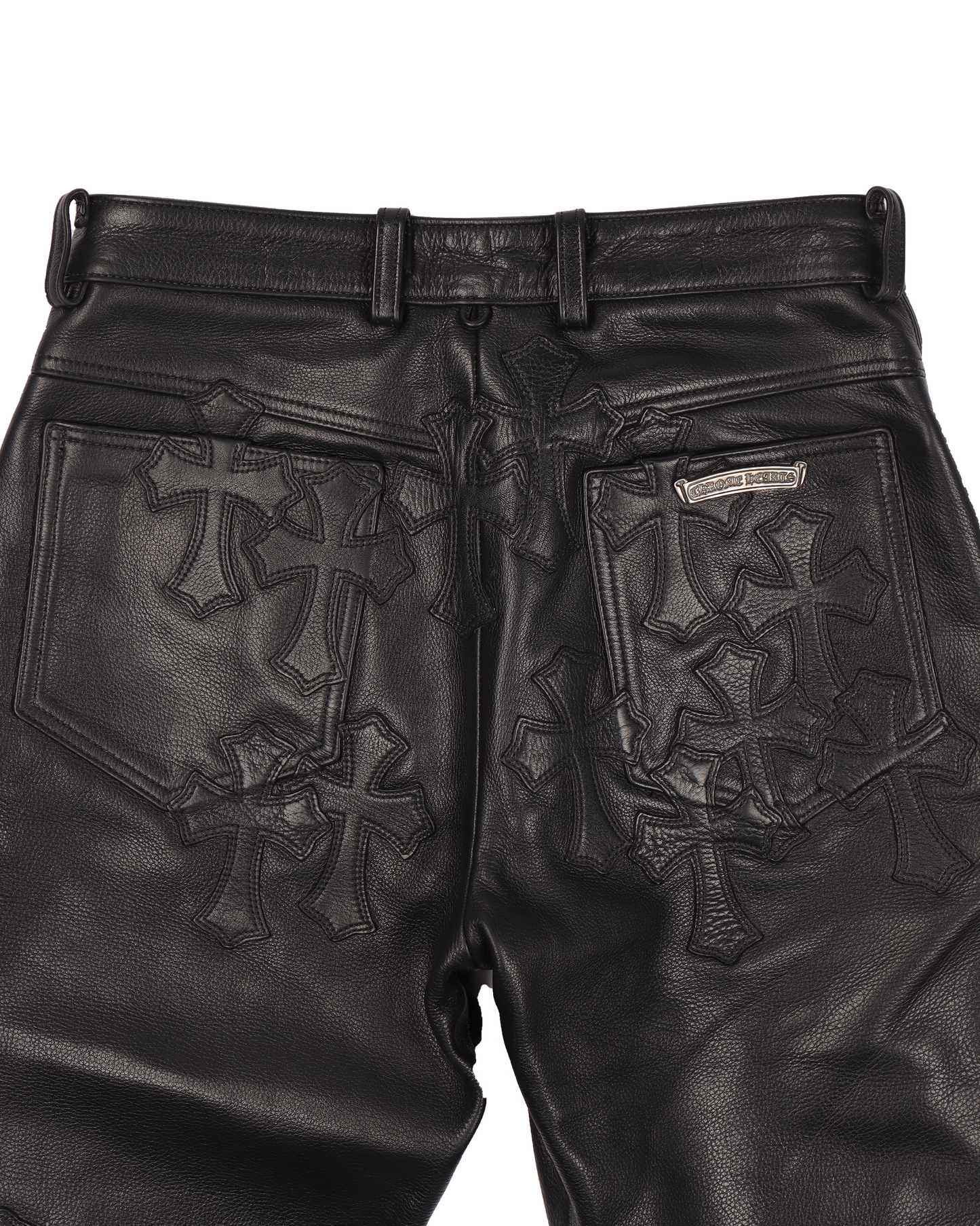 CEMETERY CROSS PATCH LEATHER PANTS