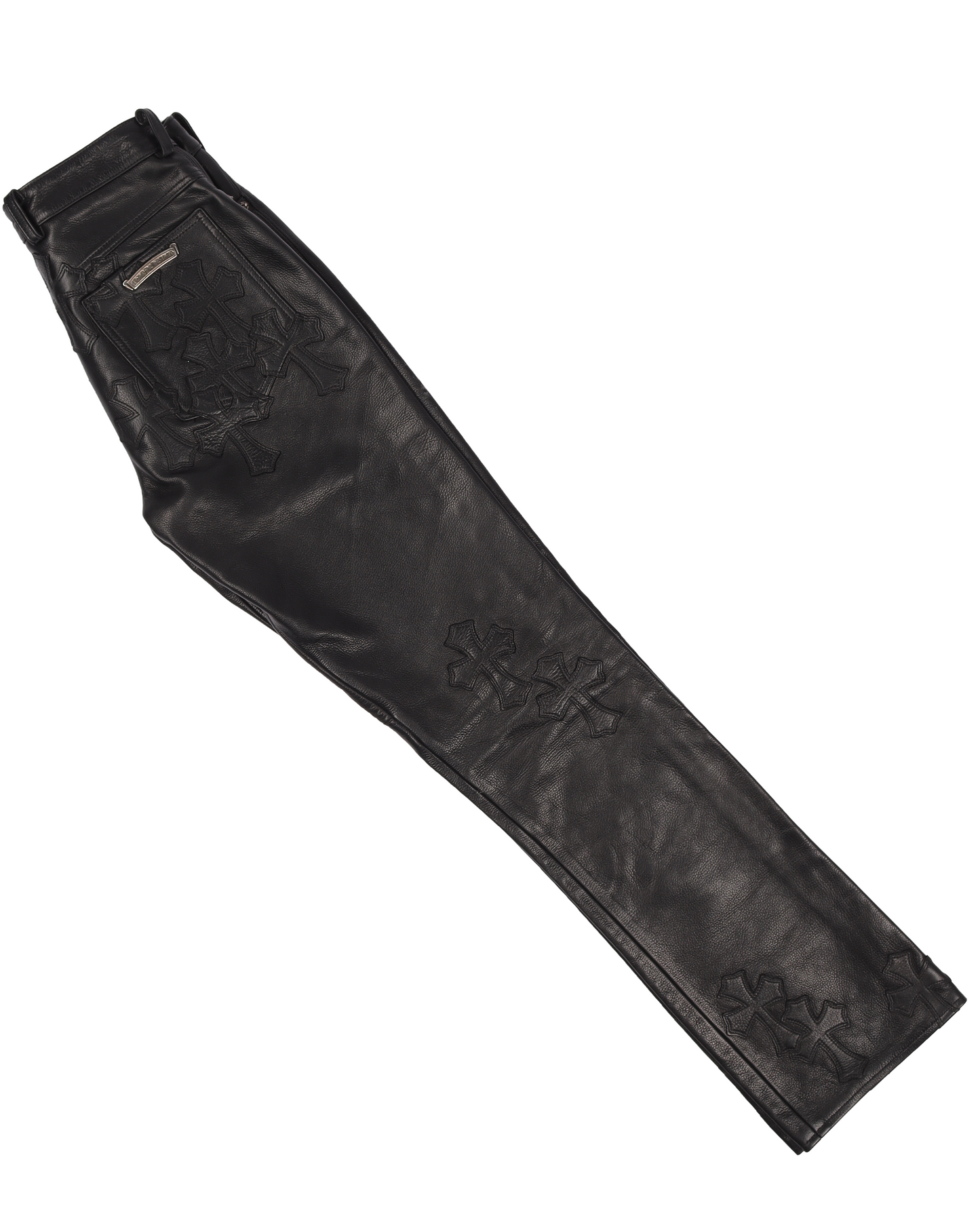 CEMETERY CROSS PATCH LEATHER PANTS