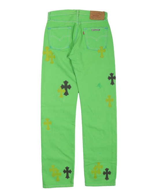 Levi's Cross Patch Denim Sex Records Neon Green