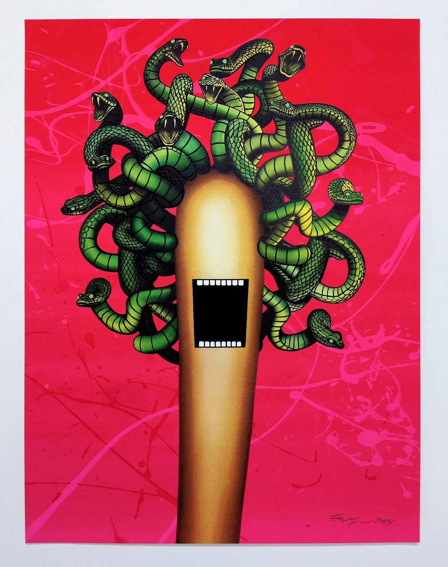 Hand Paint Splatter Medusa Print Edition of 14