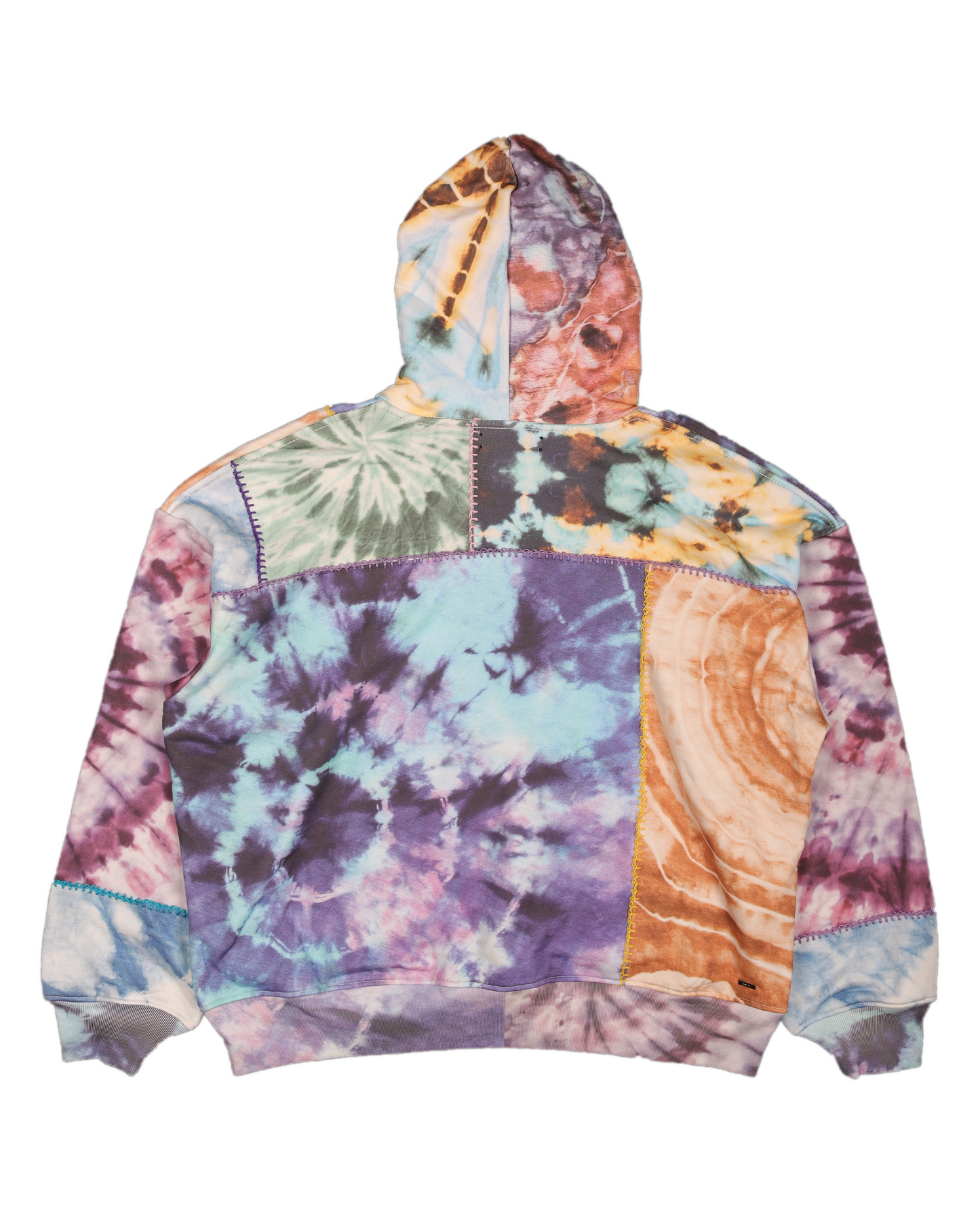 Oversized Tie-Dye Overlock Stitch Paneled Hoodie
