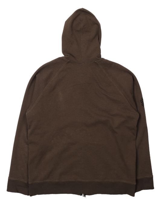 Olive Vertical Script Zip-Up Hoodie