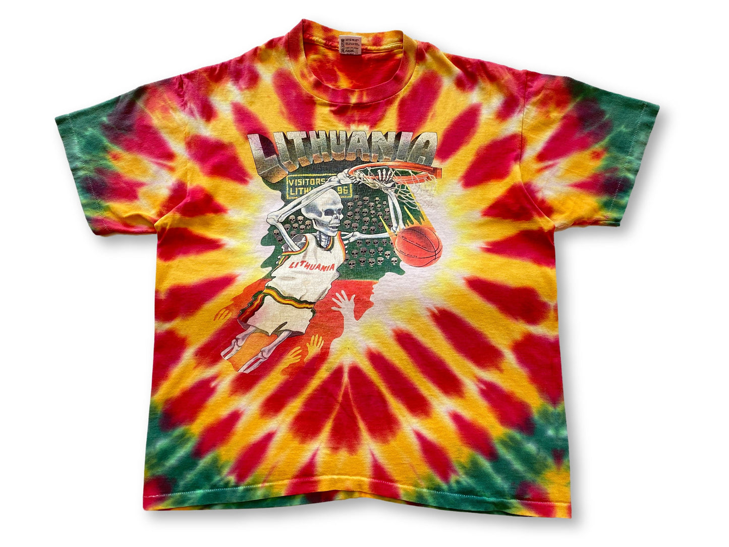 Vintage Tie-Dye Lithuania Basketball T-Shirt - XL