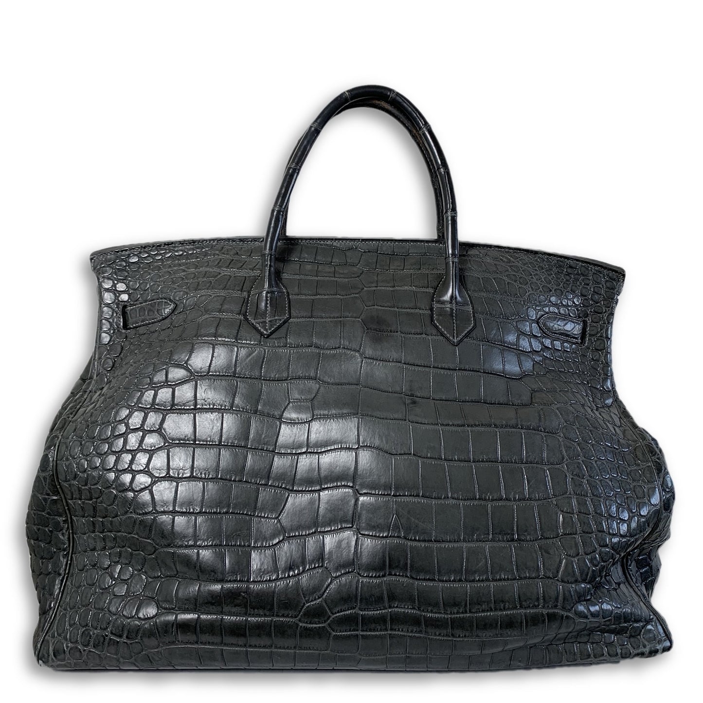 Birkin HAC 55cm Matte Elephant Grey Crocodile Palladium Hardware Bag