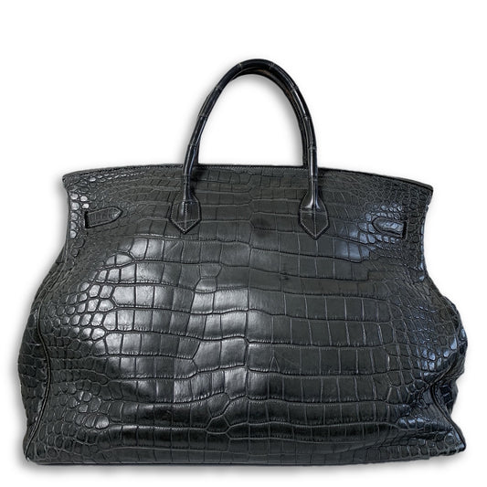 Birkin HAC 55cm Matte Elephant Grey Crocodile Palladium Hardware Bag