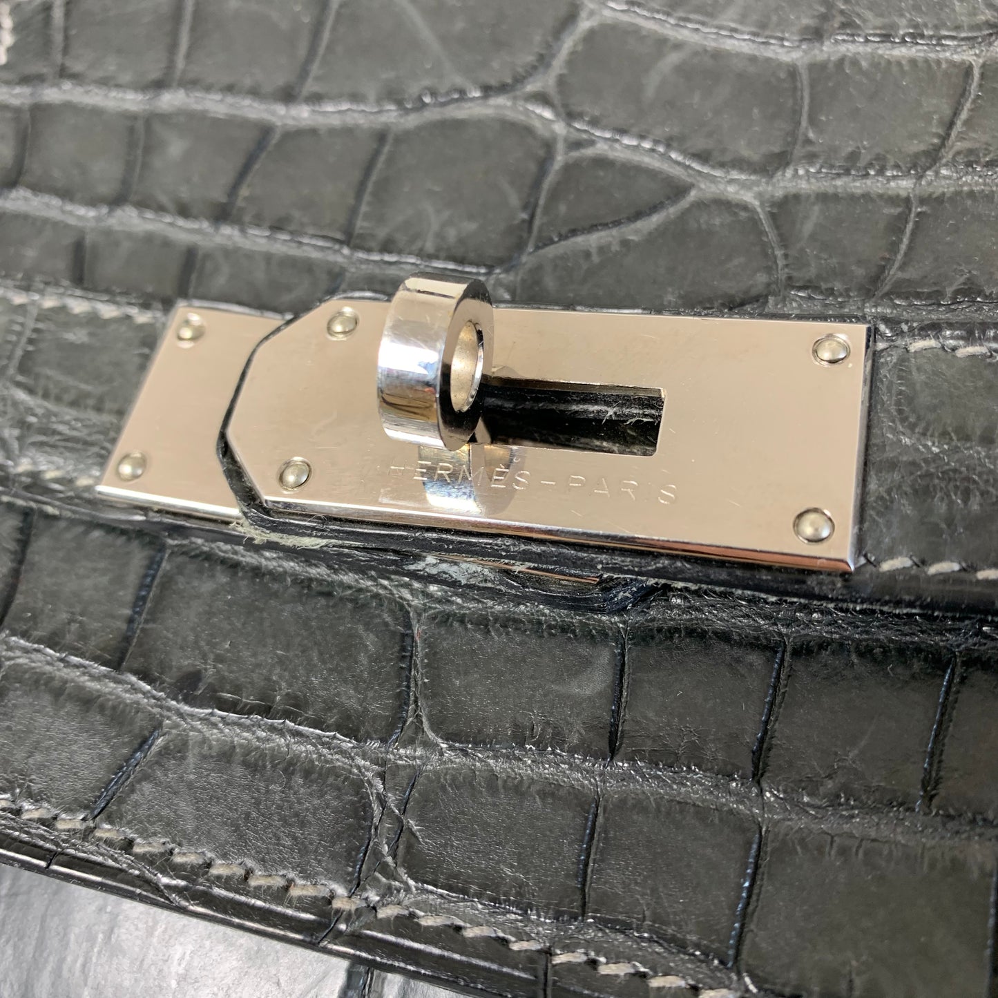 Birkin HAC 55cm Matte Elephant Grey Crocodile Palladium Hardware Bag