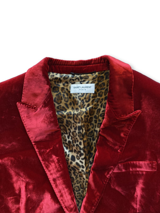 Saint Laurent Slim Fit Red Velvet Blazer w/ Tags - Size 52