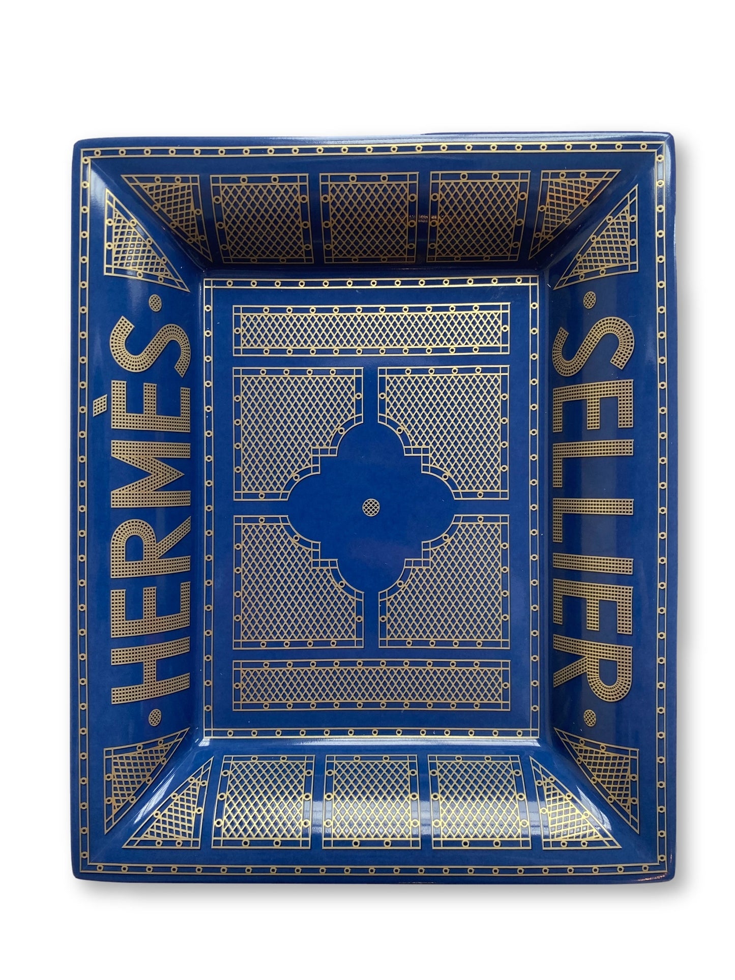 Sellier Porcelain Change Tray - Blue/Gold