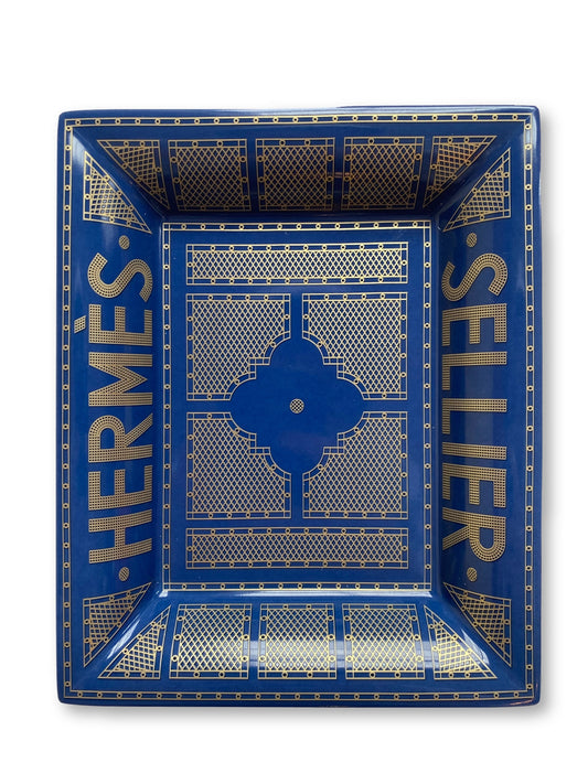 Sellier Porcelain Change Tray - Blue/Gold