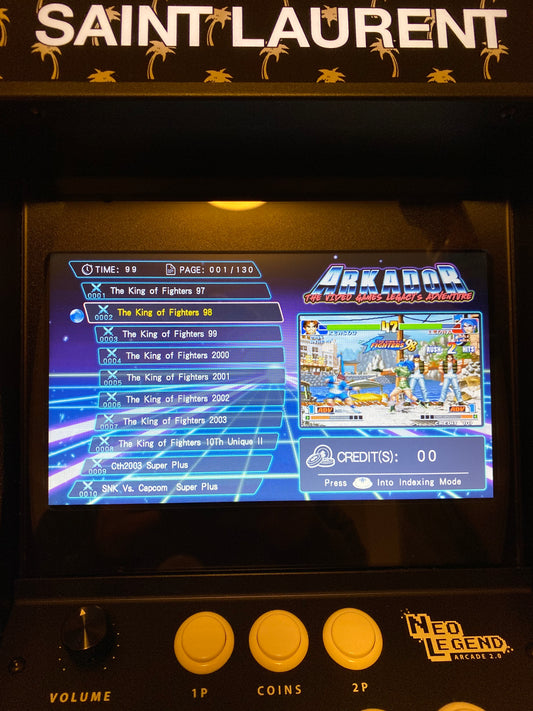 Neo Legend Retro Arcade Machine with Palm Trees and a Checkered Pattern