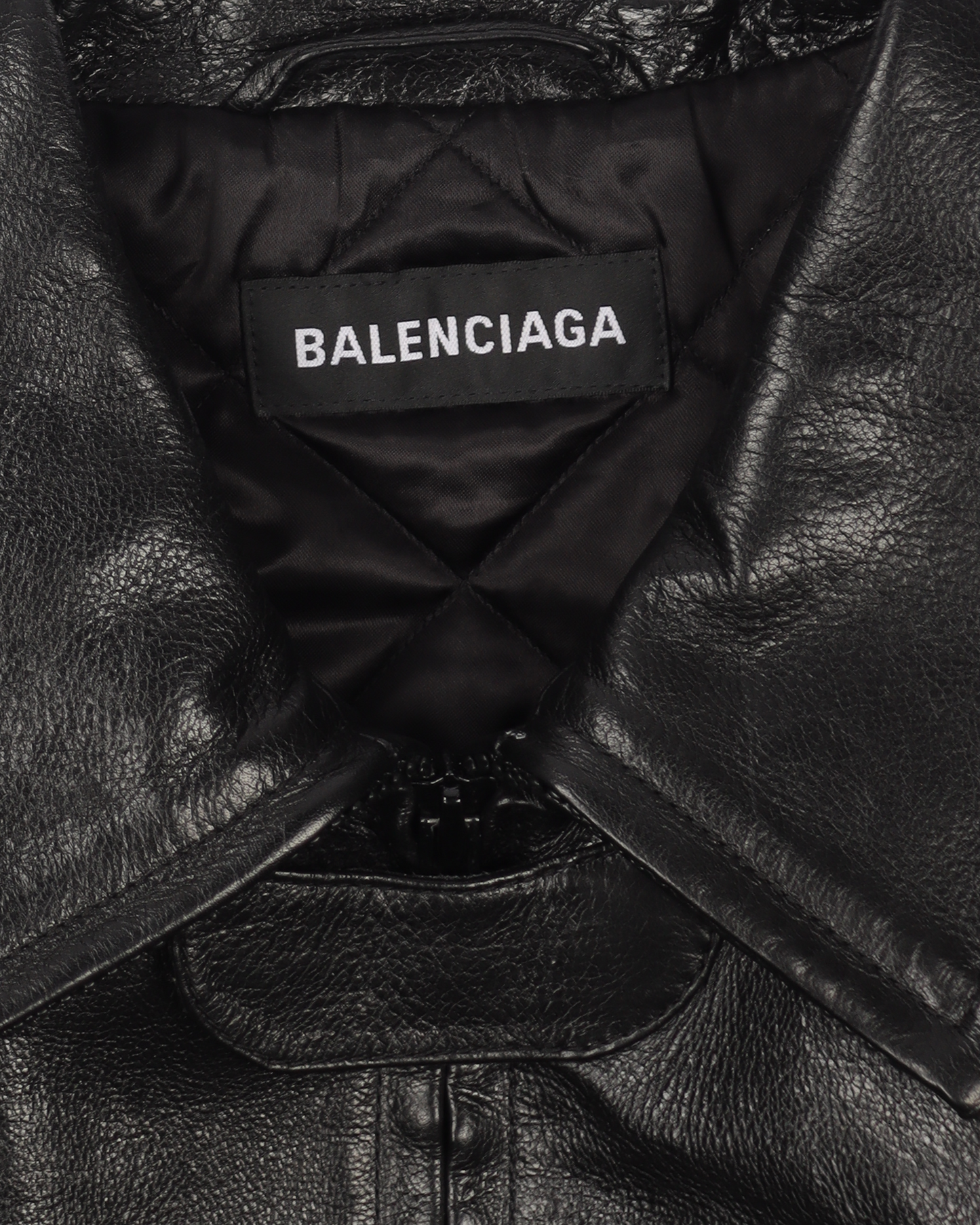 Contrast Logo Buffalo Leather Motorcycle Jacket