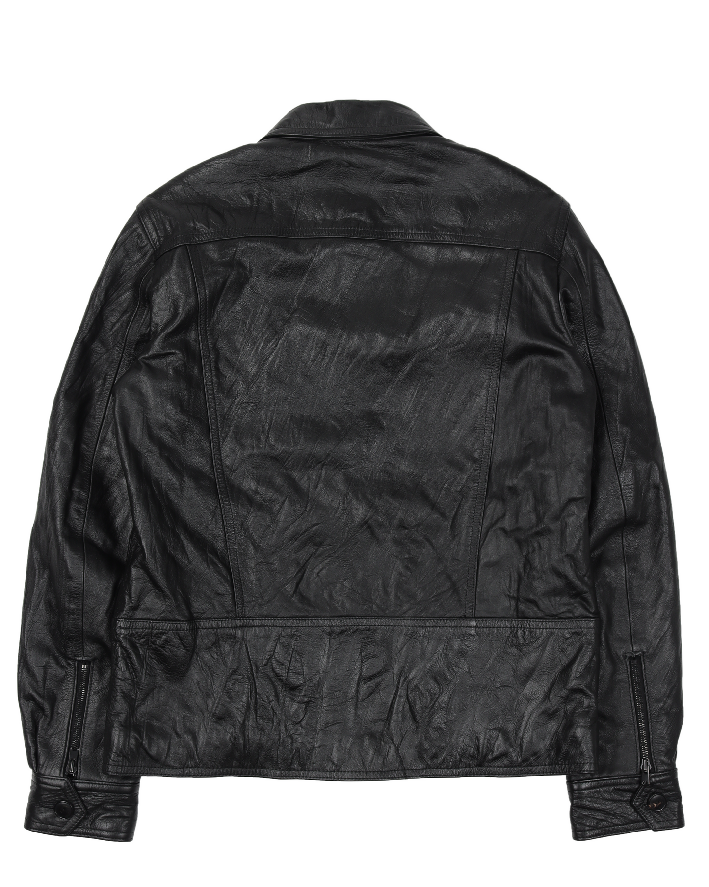 Noir 04 Leather Zip-Up Trucker Jacket