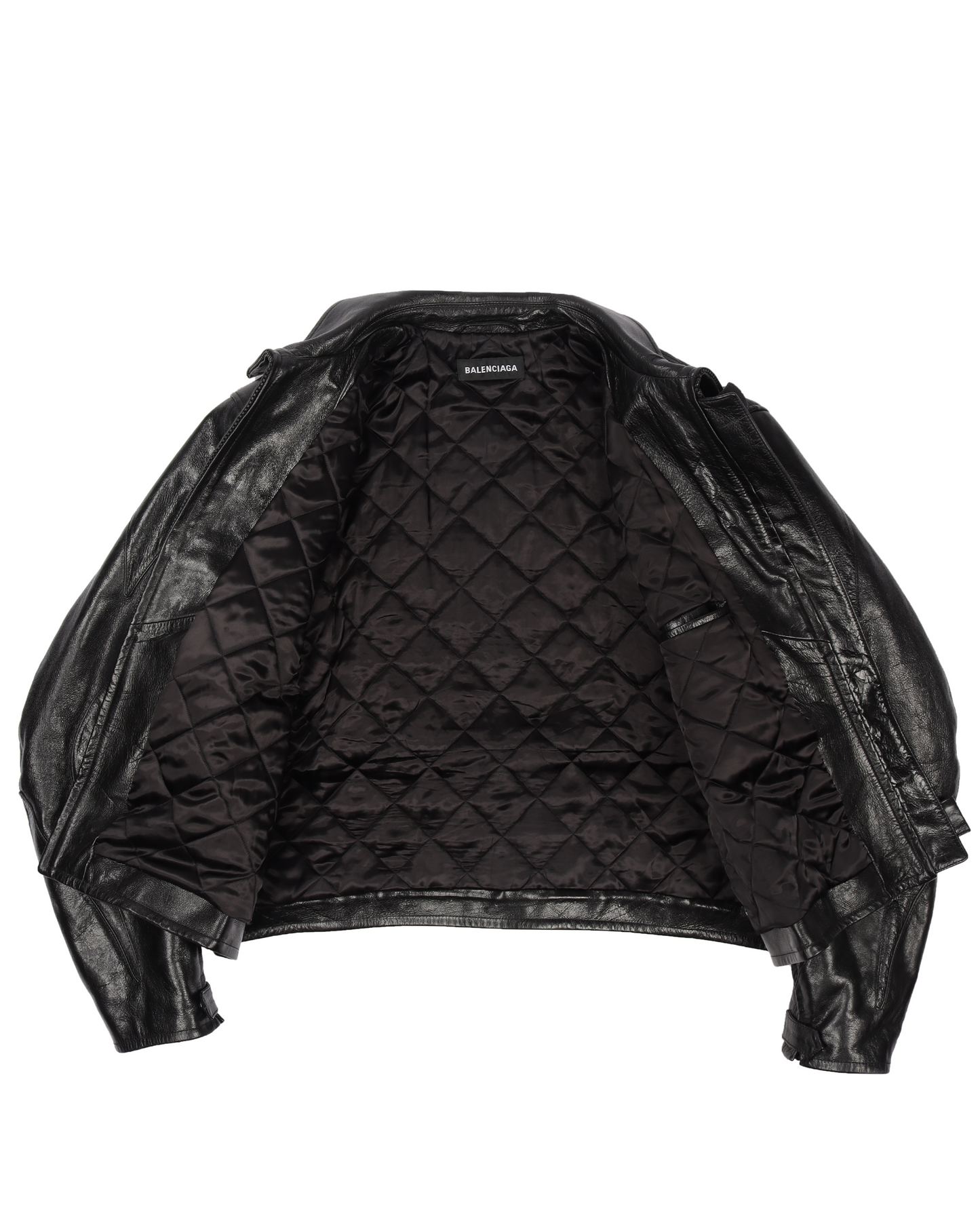 Contrast Logo Buffalo Leather Motorcycle Jacket