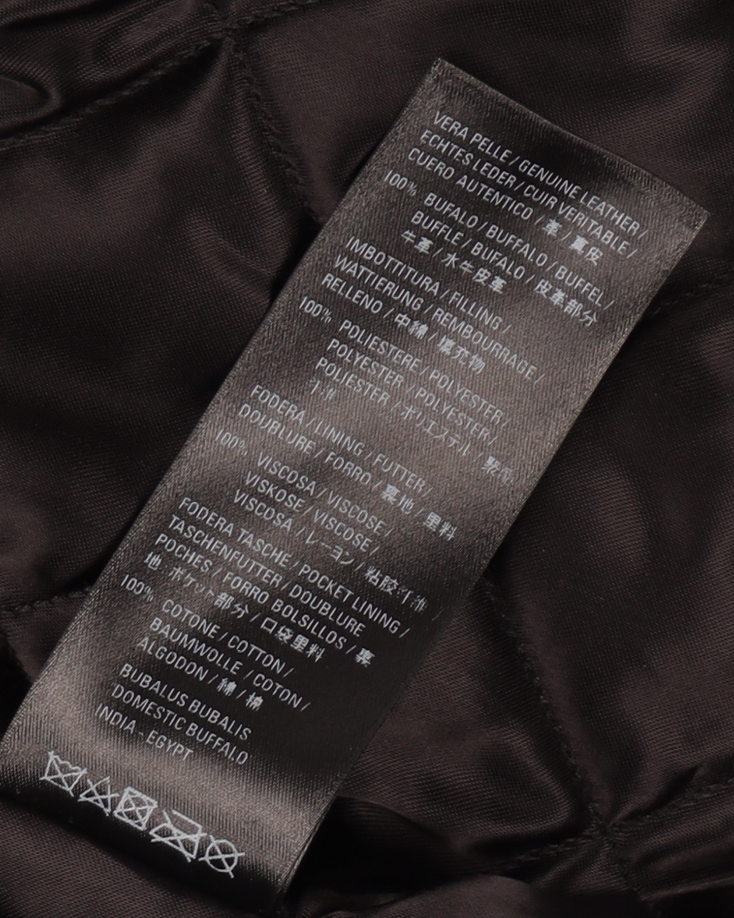 Contrast Logo Buffalo Leather Motorcycle Jacket