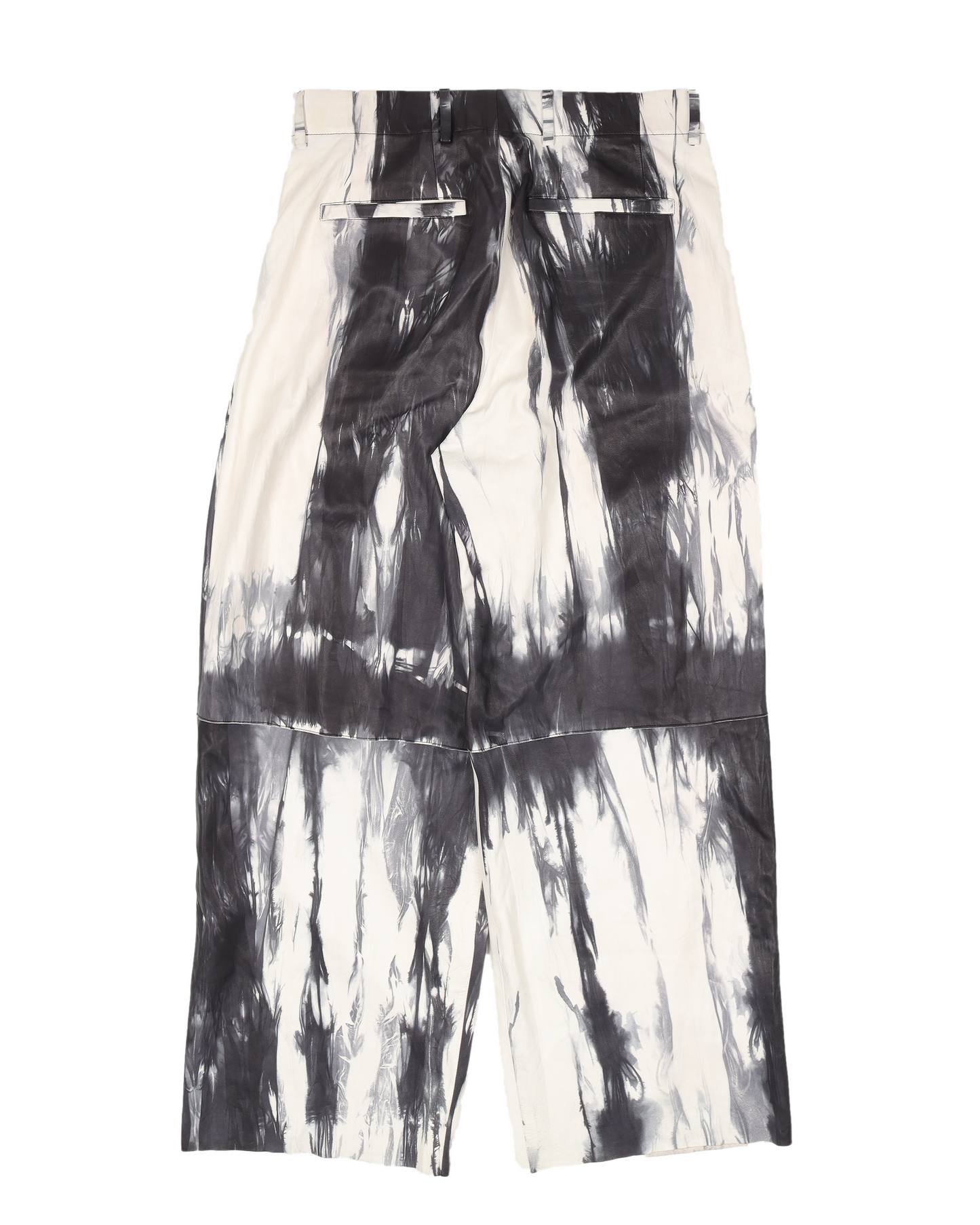 "Plain Rainbow" Tie Dye Wide-Leg Leather Trousers