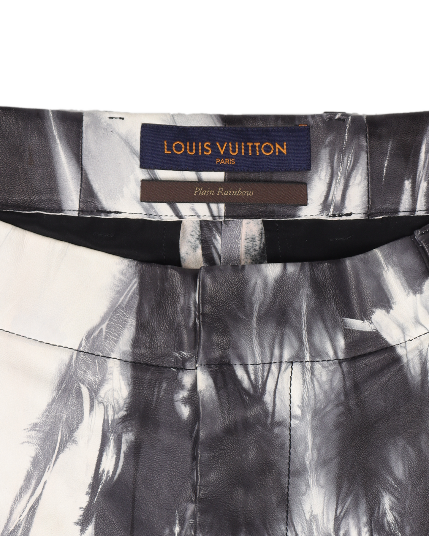 "Plain Rainbow" Tie Dye Wide-Leg Leather Trousers