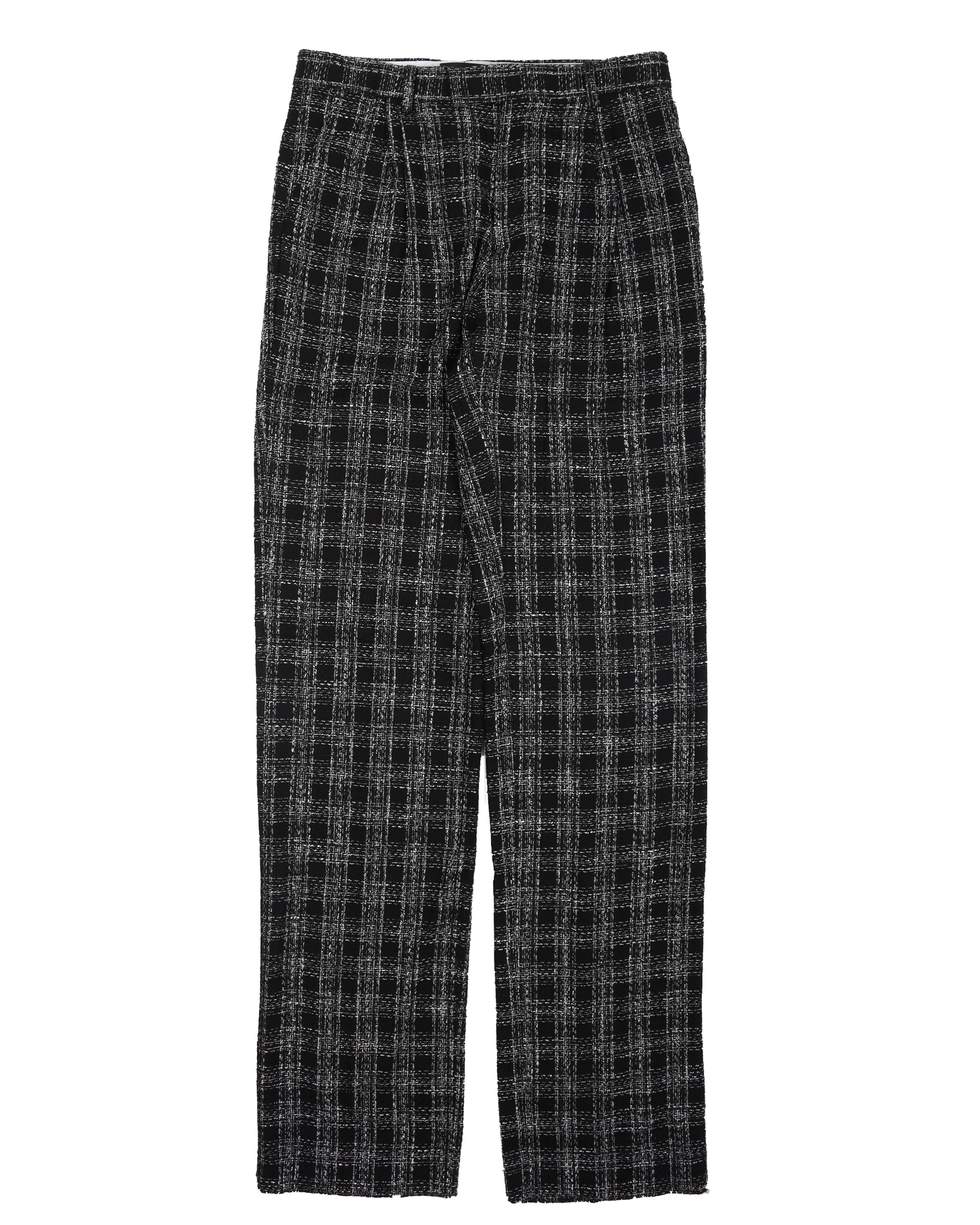 Black & White Bouclé Single Pleat Trousers