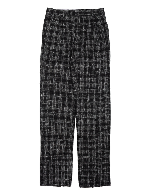 Black & White Bouclé Single Pleat Trousers