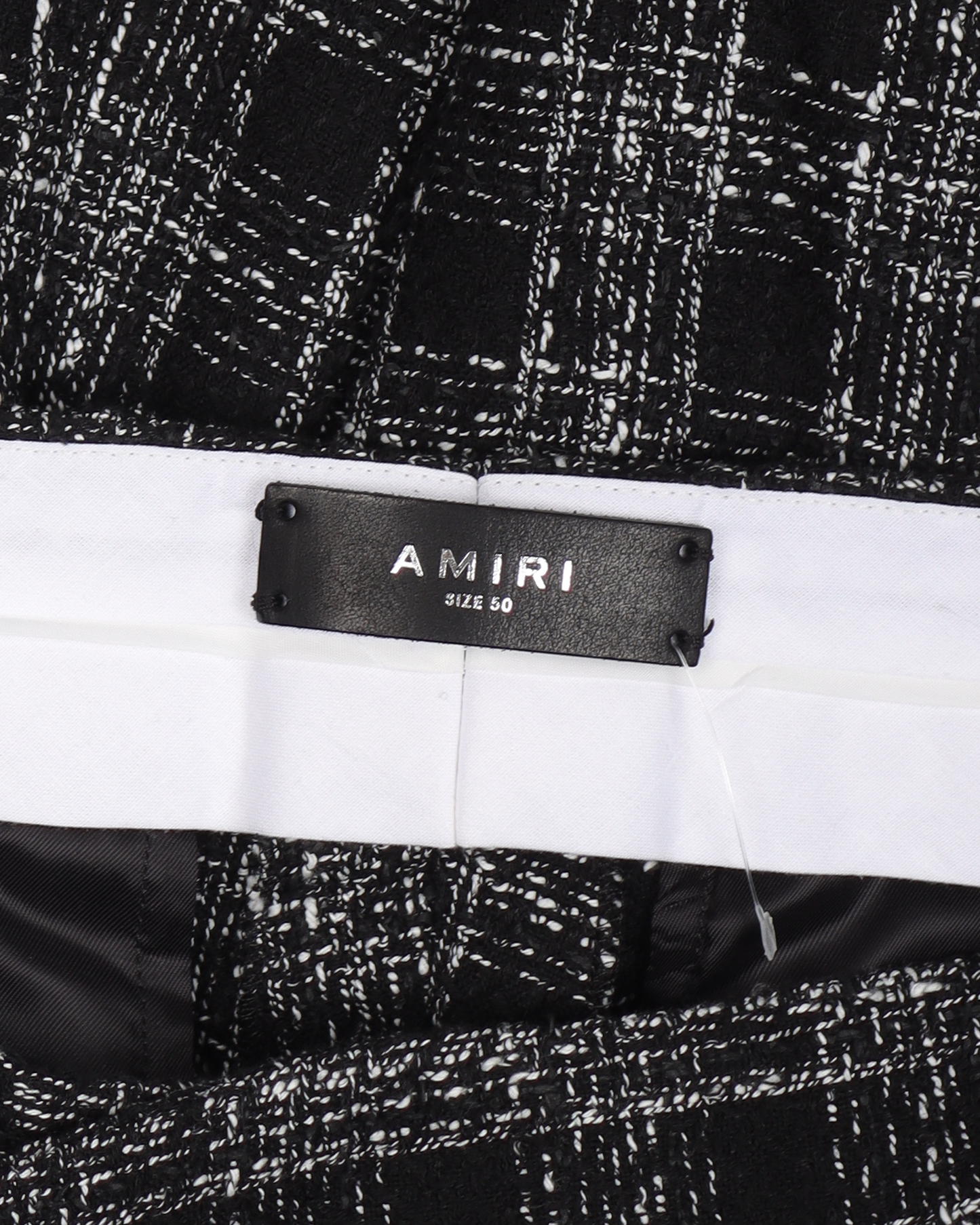 Black & White Bouclé Single Pleat Trousers