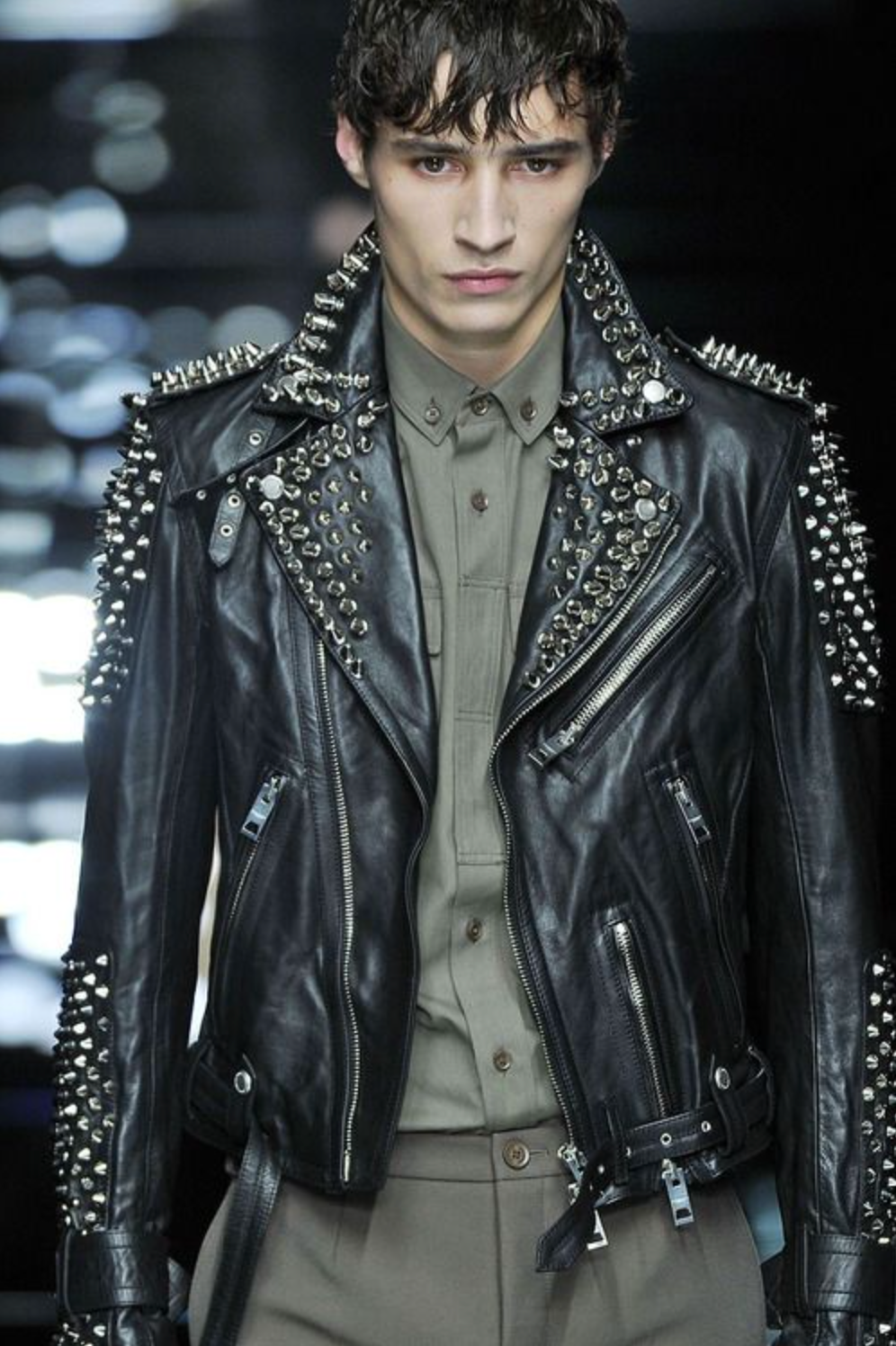 SS11 Spike Studded Leather Biker Jacket