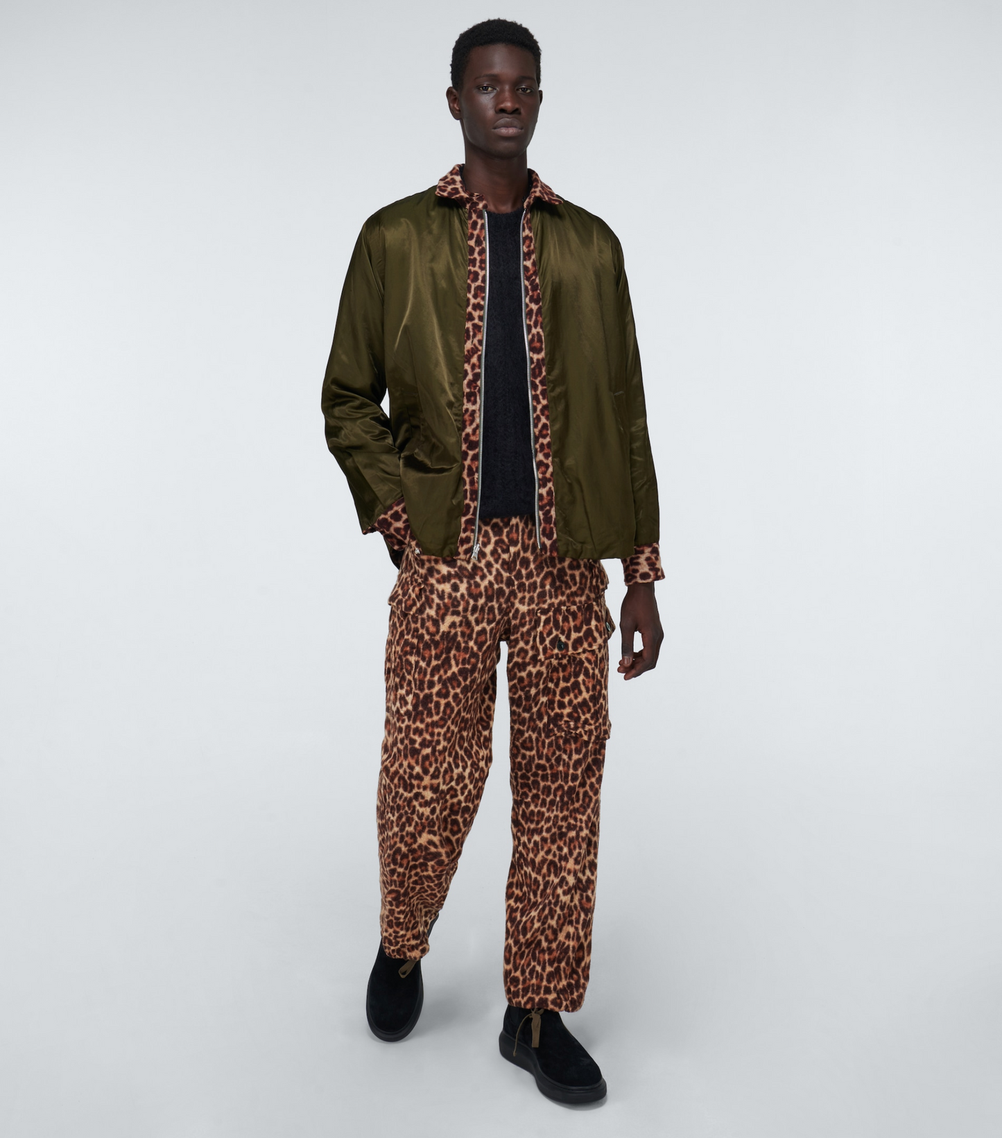 Leopard Shrivel Cargo Pant