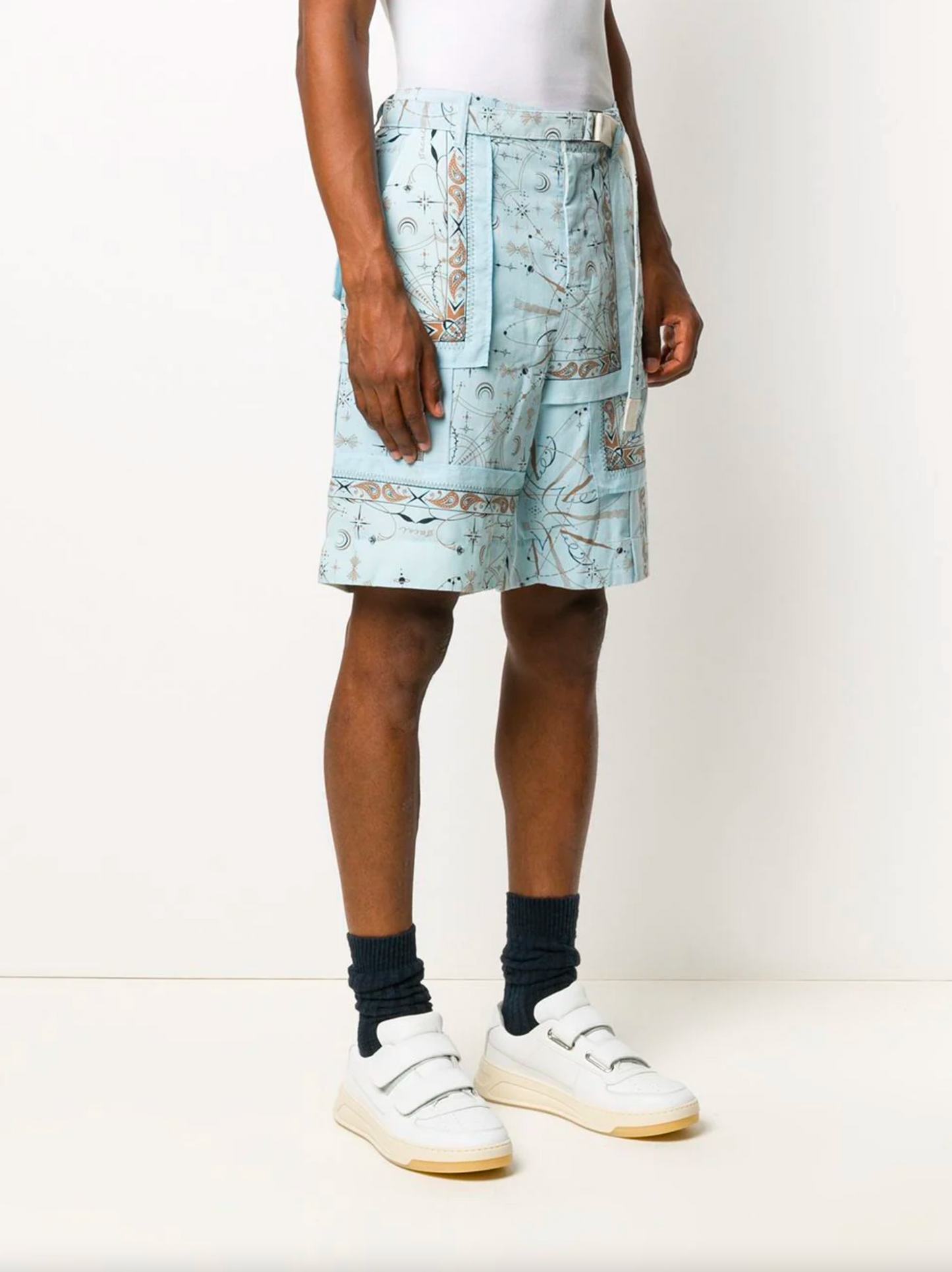 DR.WOO Paisley Cordoruy Bandana Print Shorts