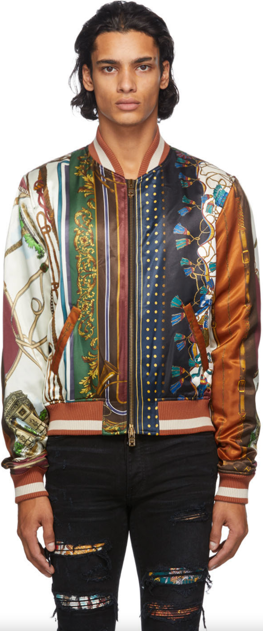 Patchwork Printed Bomber Jacket