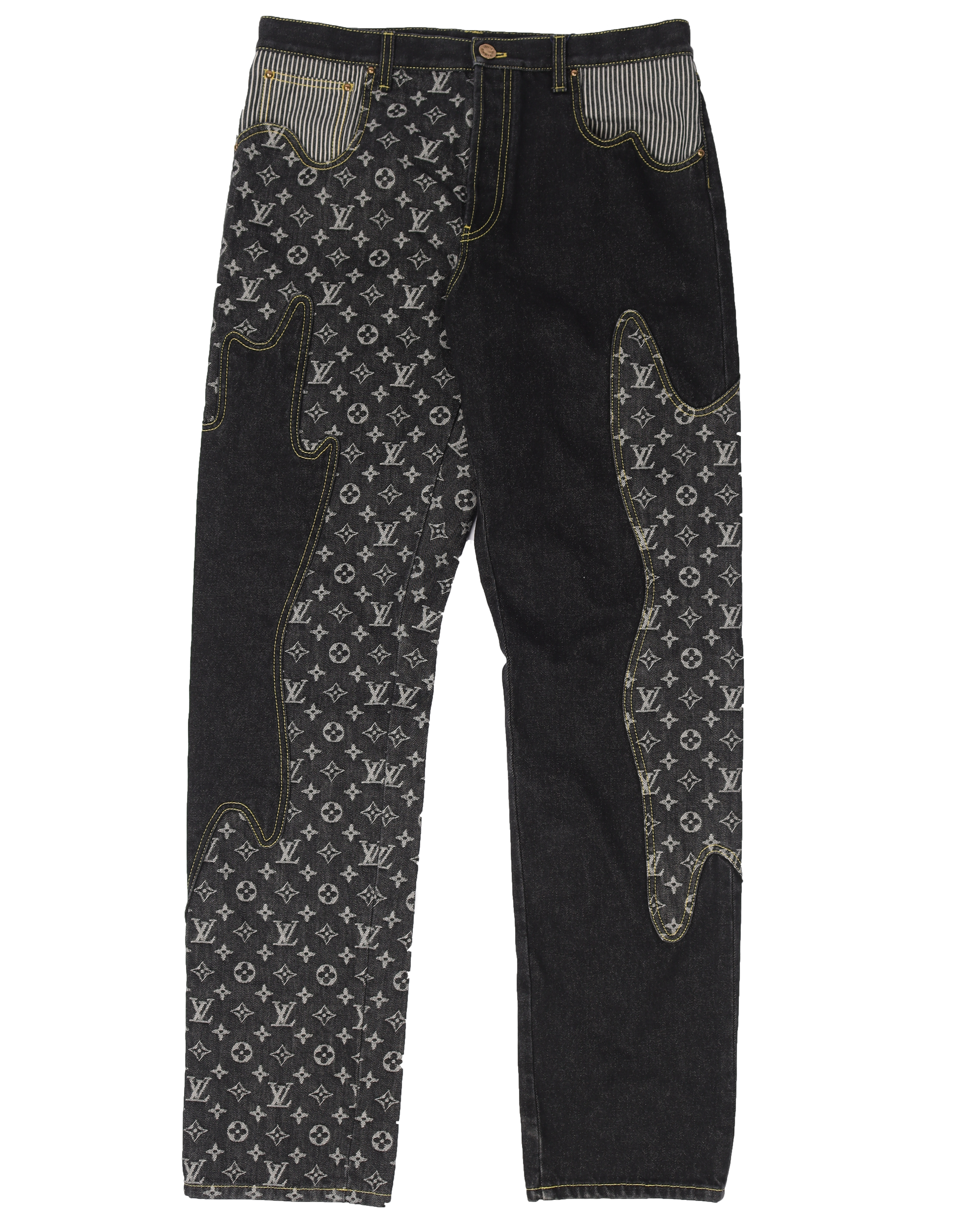 Louis Vuitton LV Monogram Patchwork Denim Pants, Men's Fashion